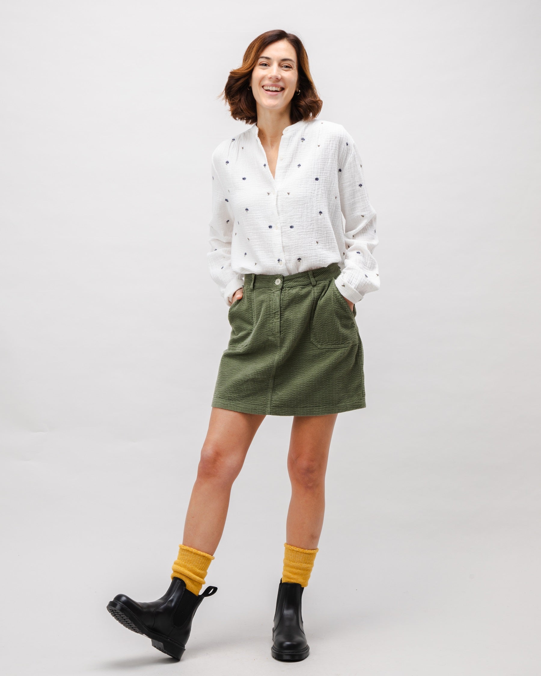 Green corduroy skirt