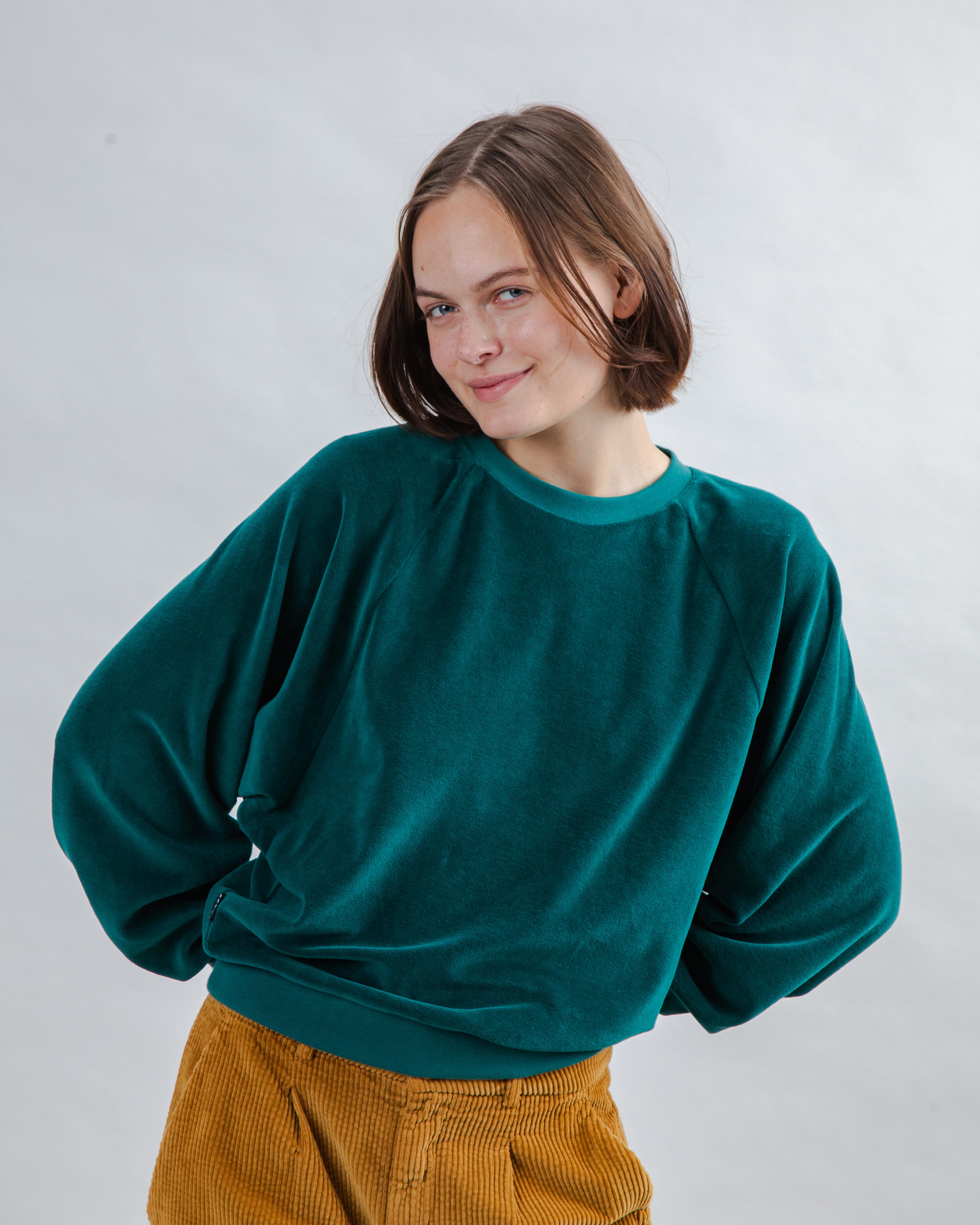 Samt-Sweatshirt Grün