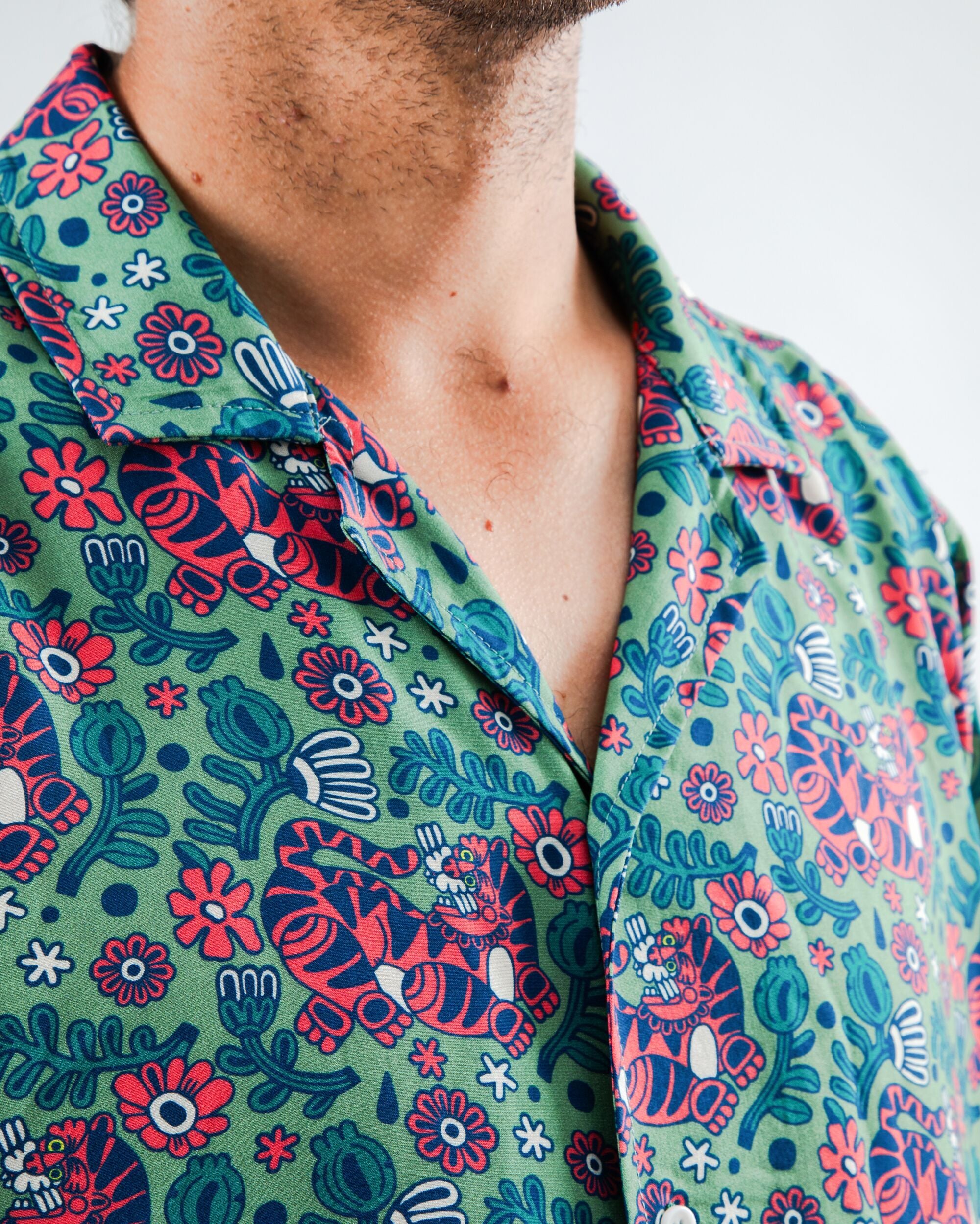 Sommer Shirt Aloha Tigris Grün