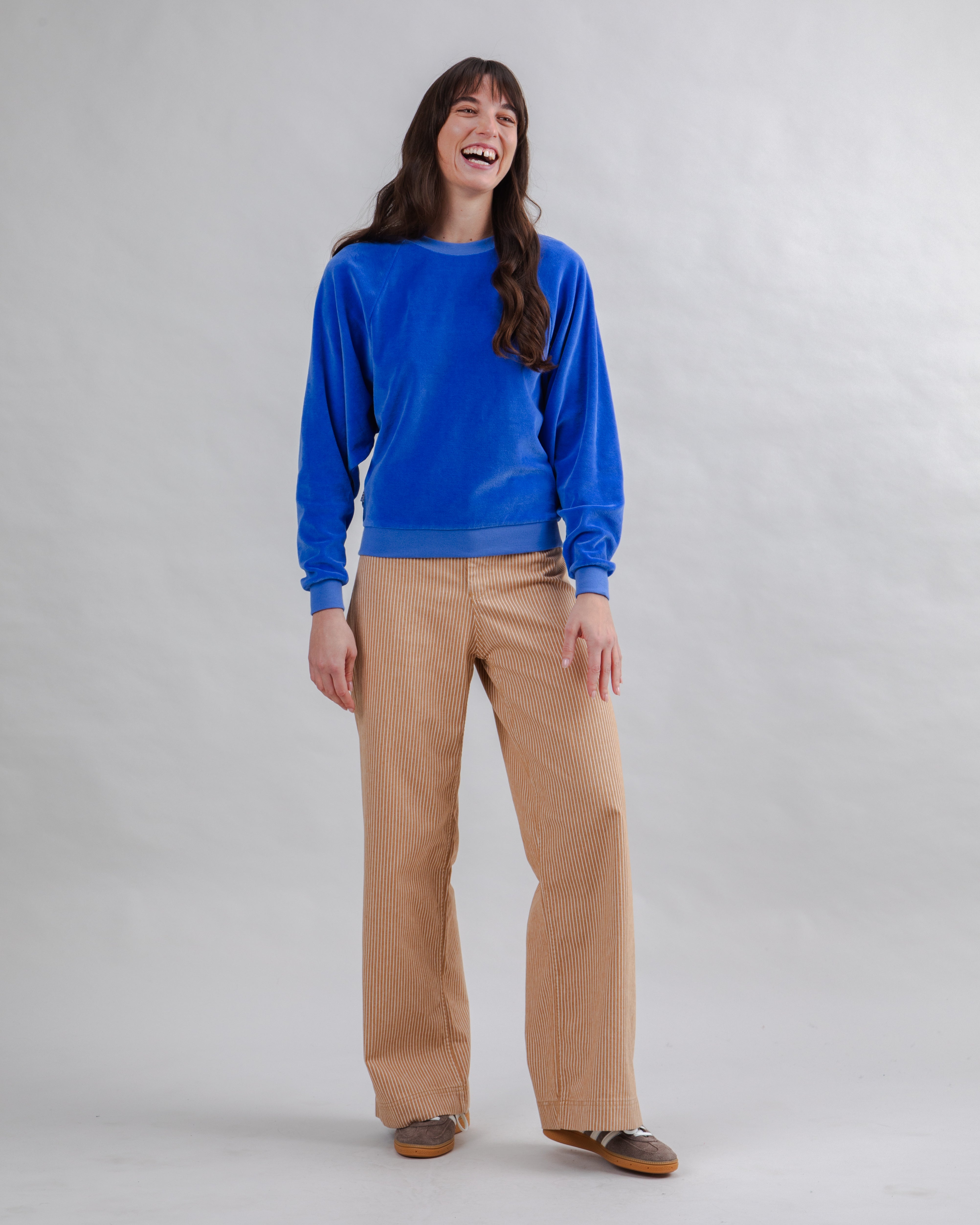 Blau Samt-Sweatshirt