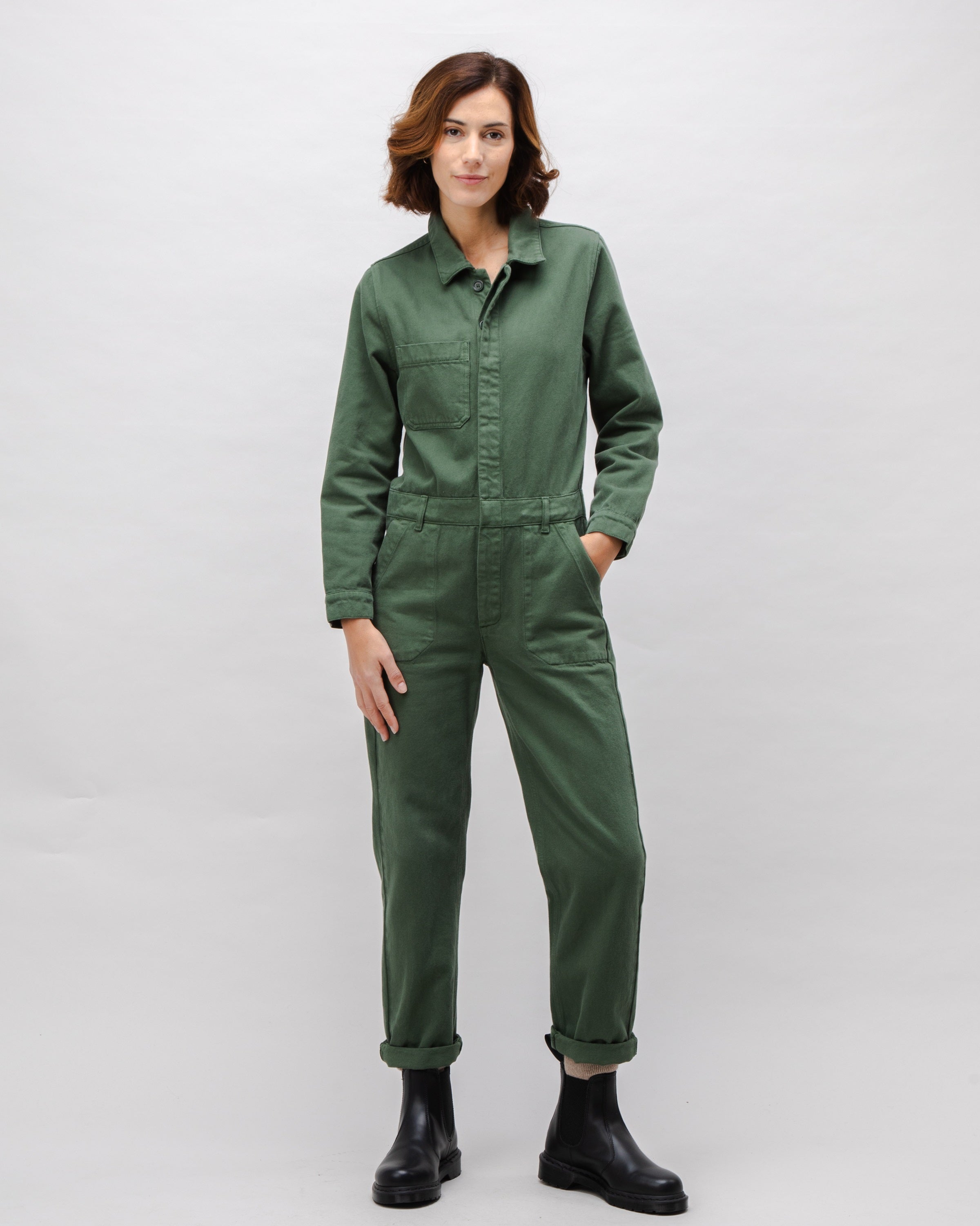 Green organic cotton boiler suit