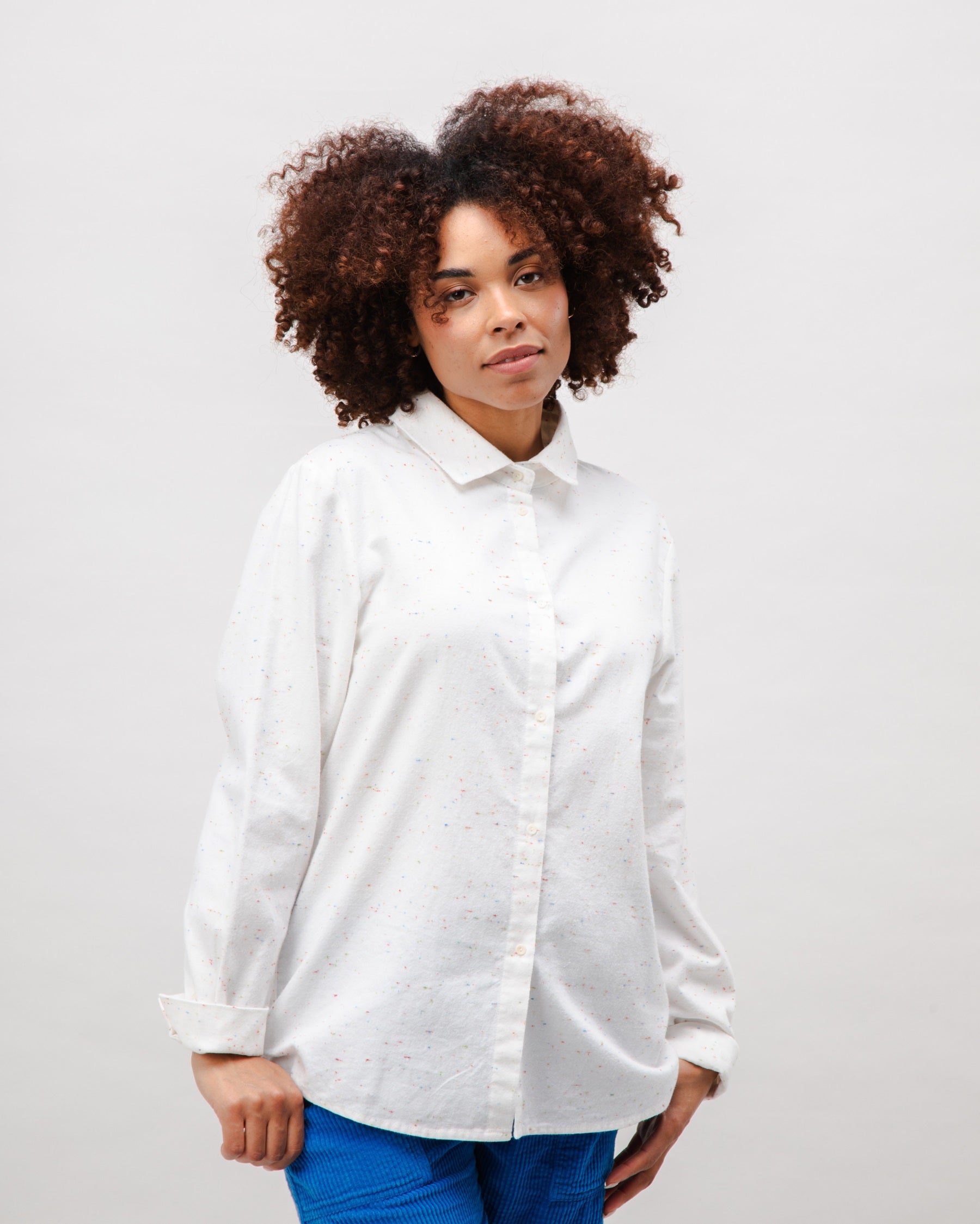 Ecru cotton flannel blouse