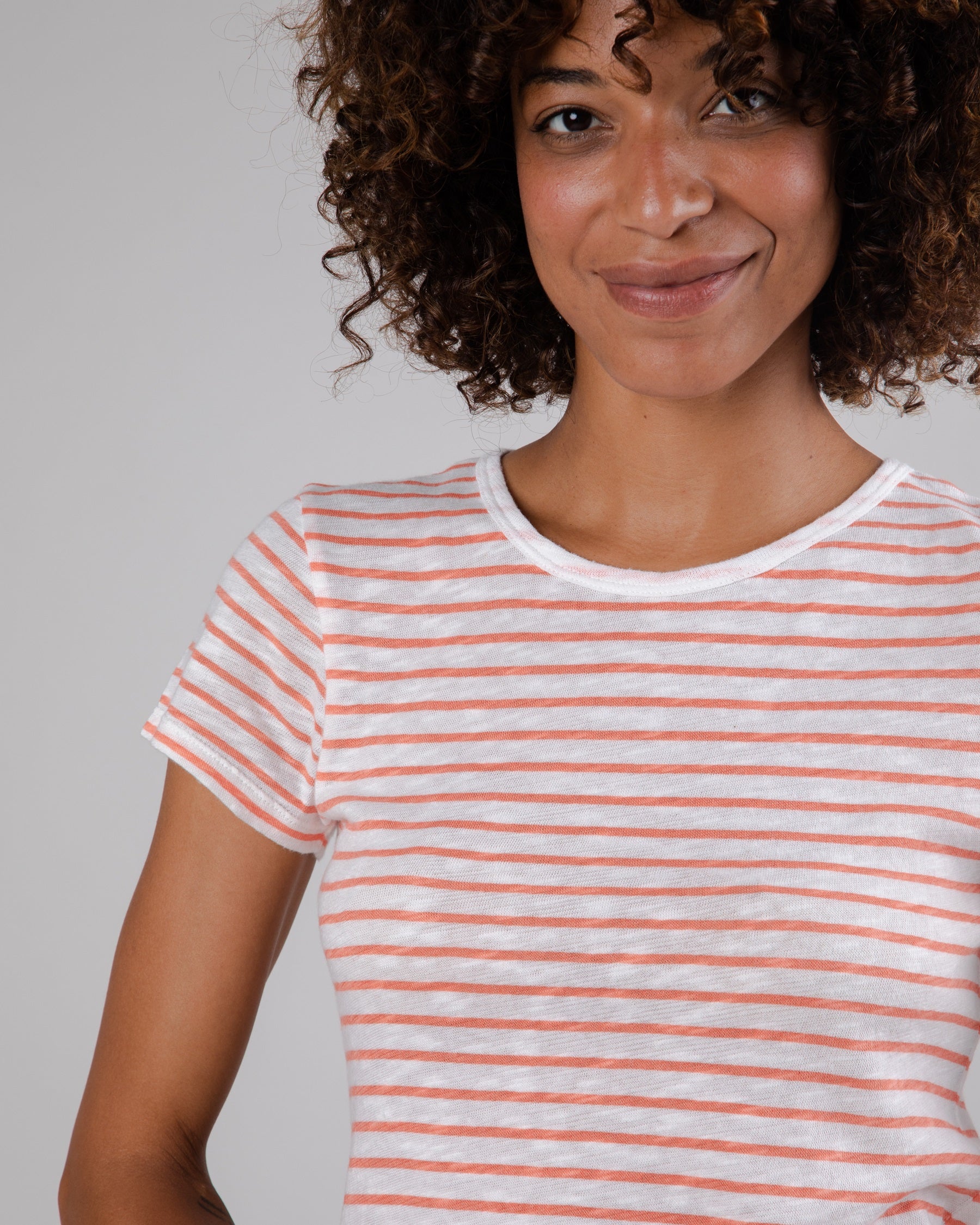 Damen Stripes Slim Fit T-shirt Orange