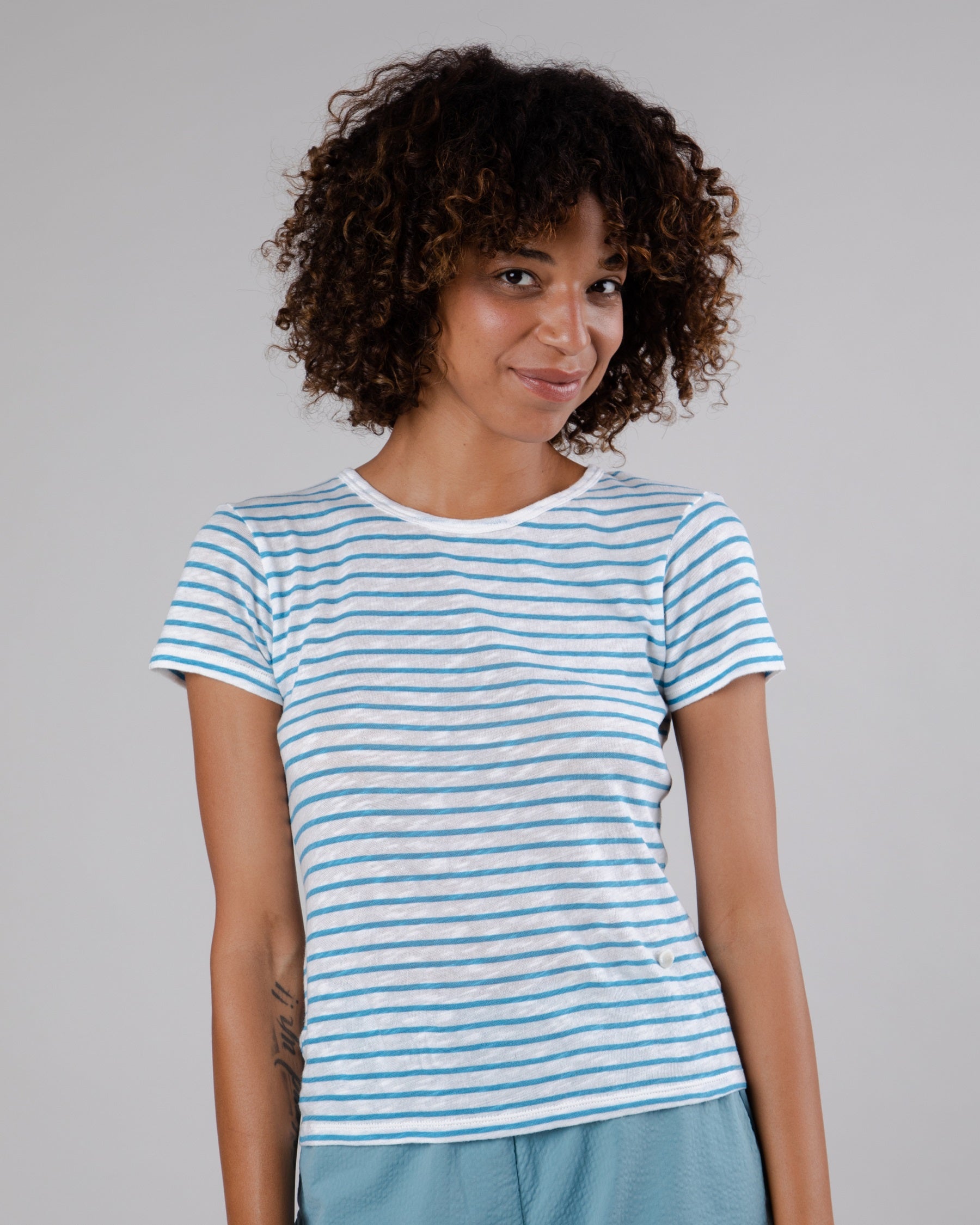Damen Stripes Slim Fit T-shirt Blau