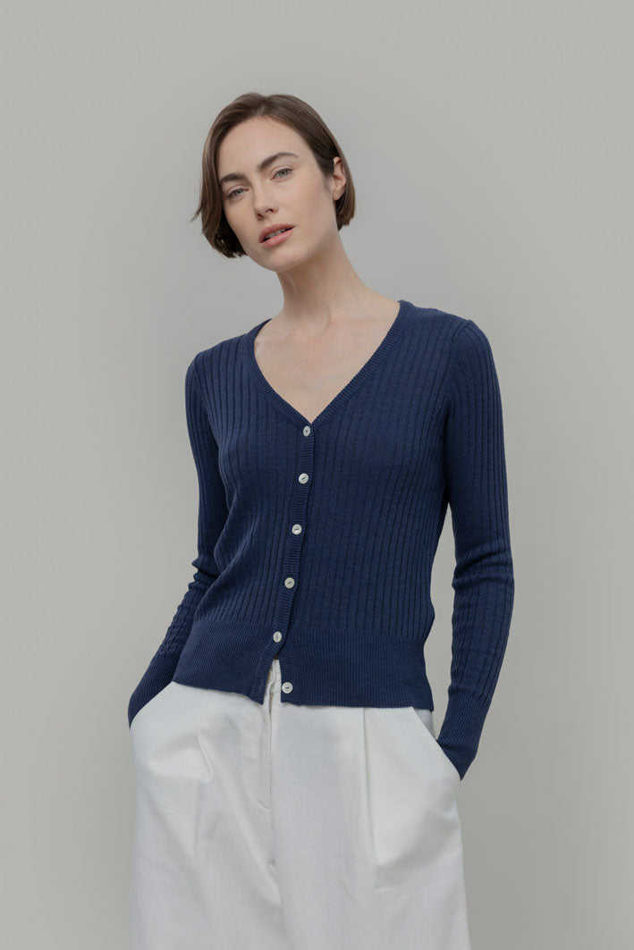 Women silk cardigan Realma Navy