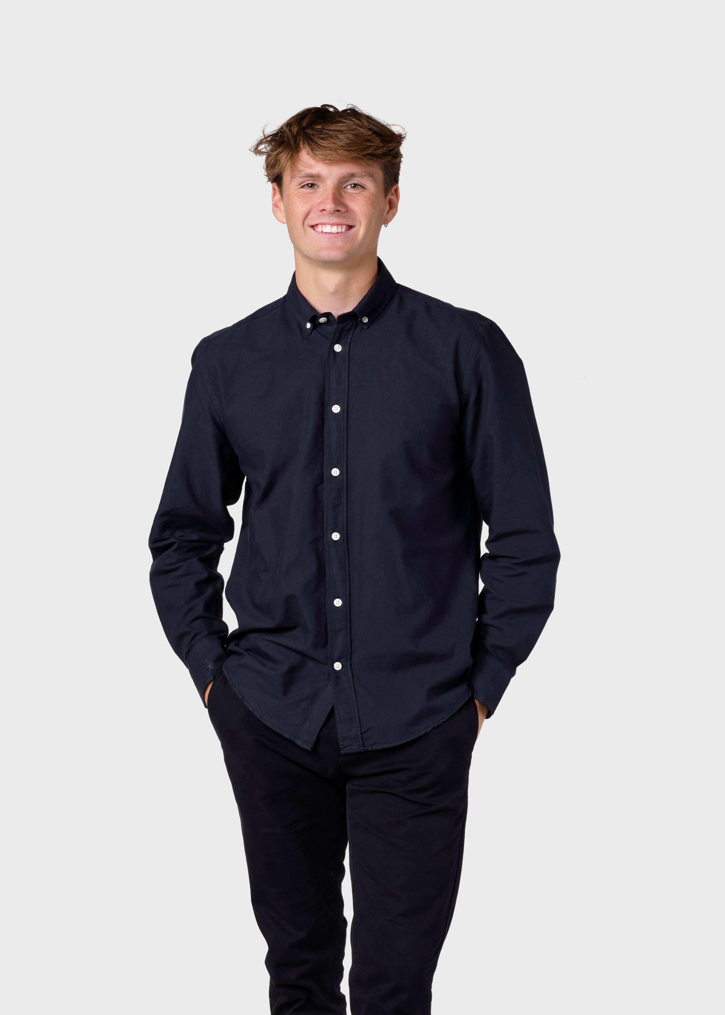 Organic cotton shirt Oxford Navy blue