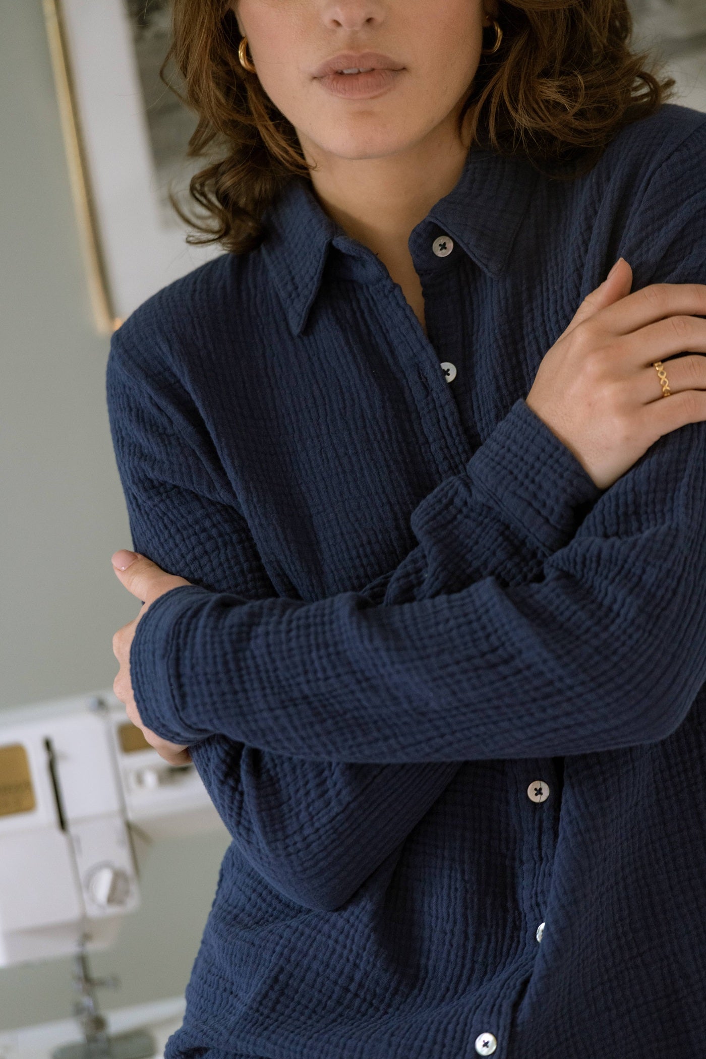 Chemise de pyjama Daphné bleu marine