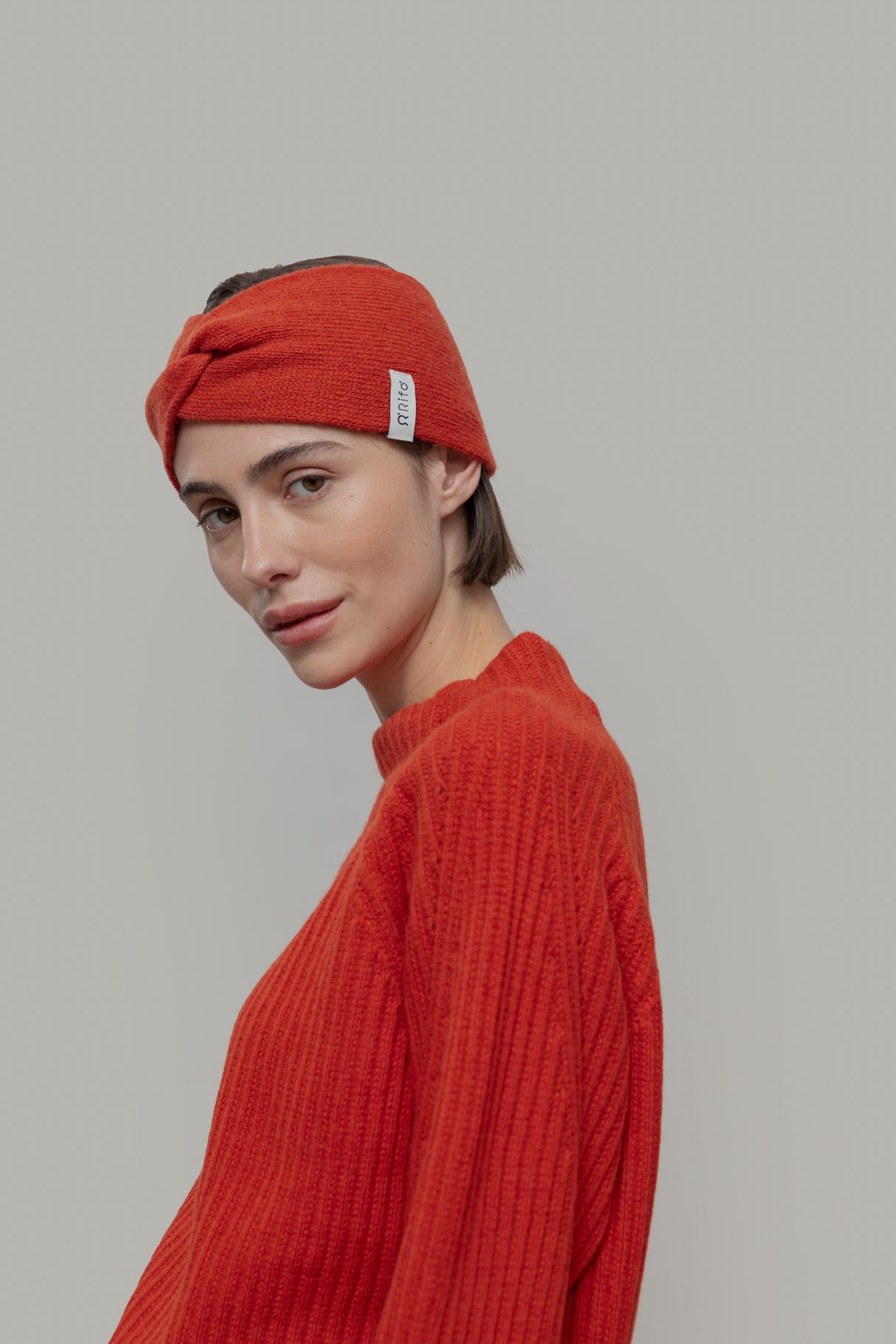 Women cashmere headband Nadia Orange