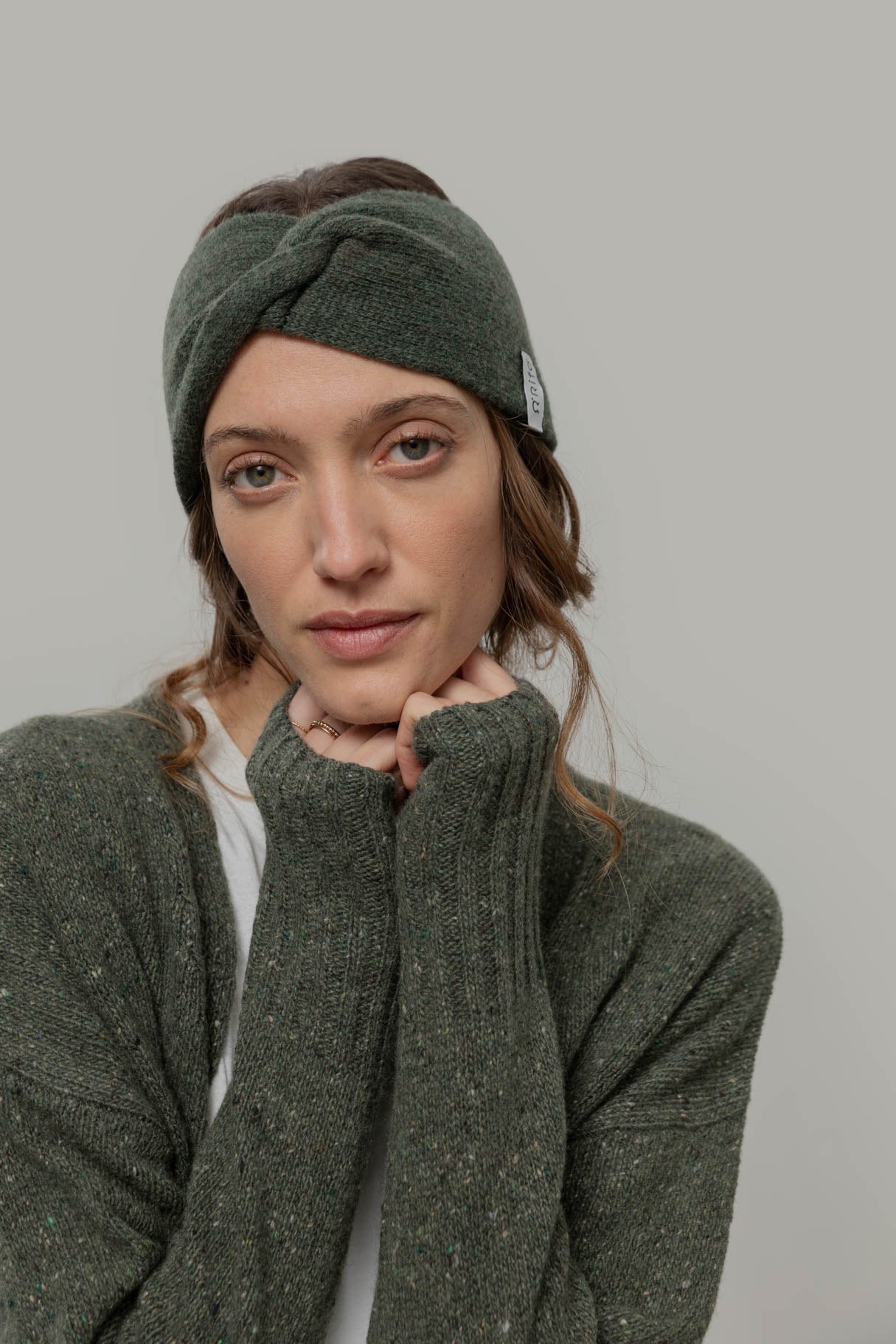 Women cashmere headband Nadia Forest green