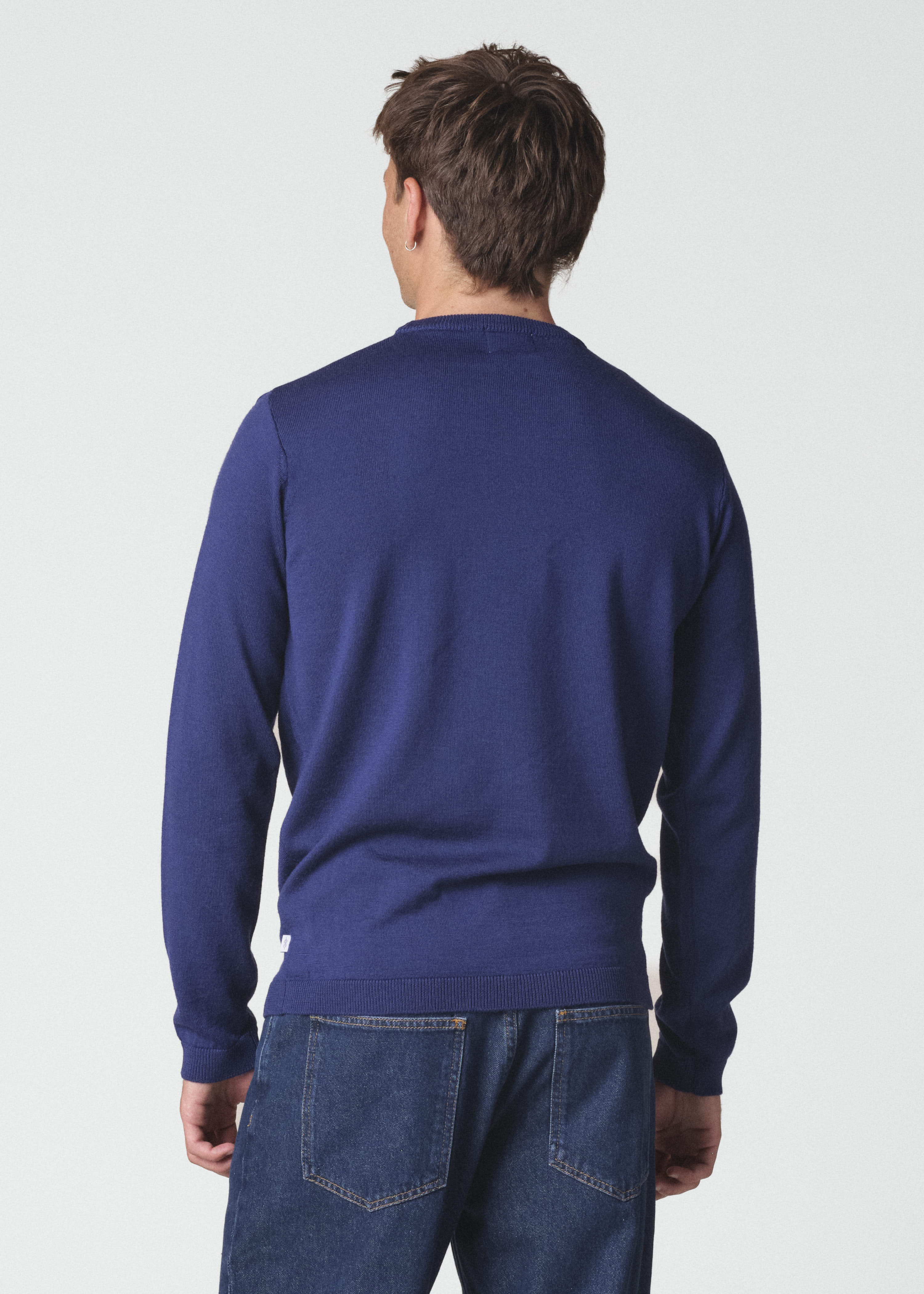 Pull fin mérinos bleu