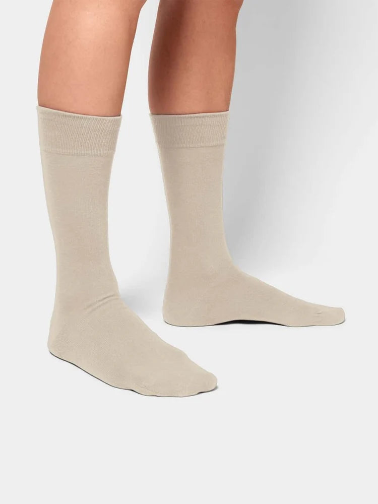 Pack of 3 pairs of plain beige socks
