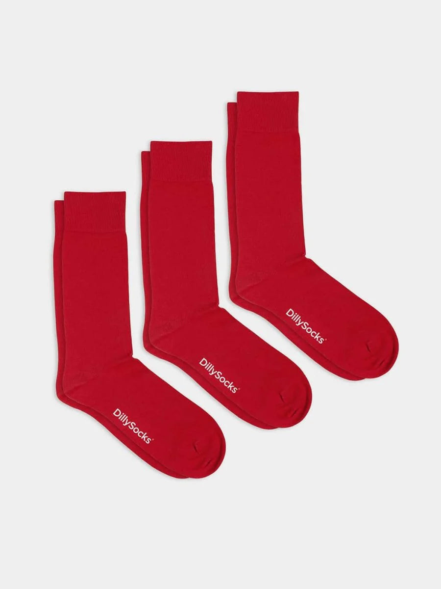 Pack of 3 pairs of plain red socks