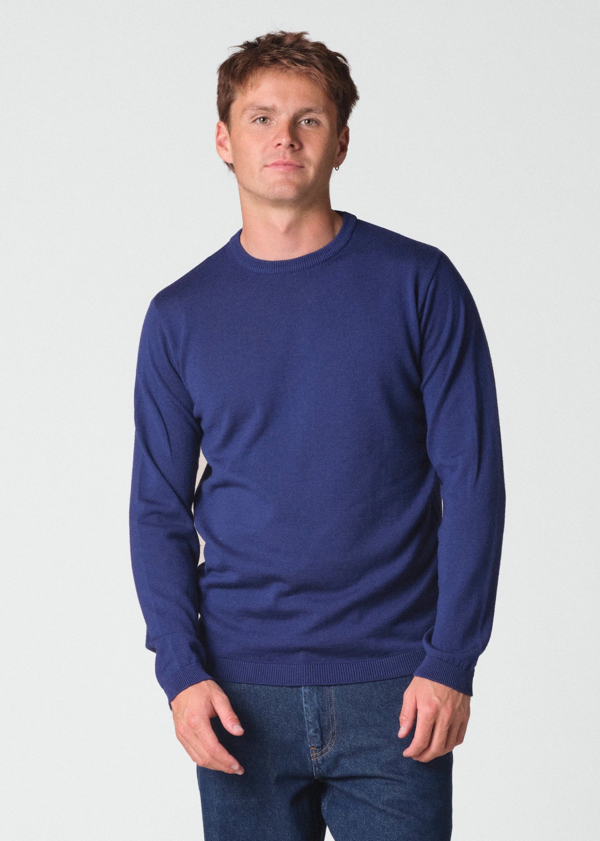 Pull fin mérinos bleu