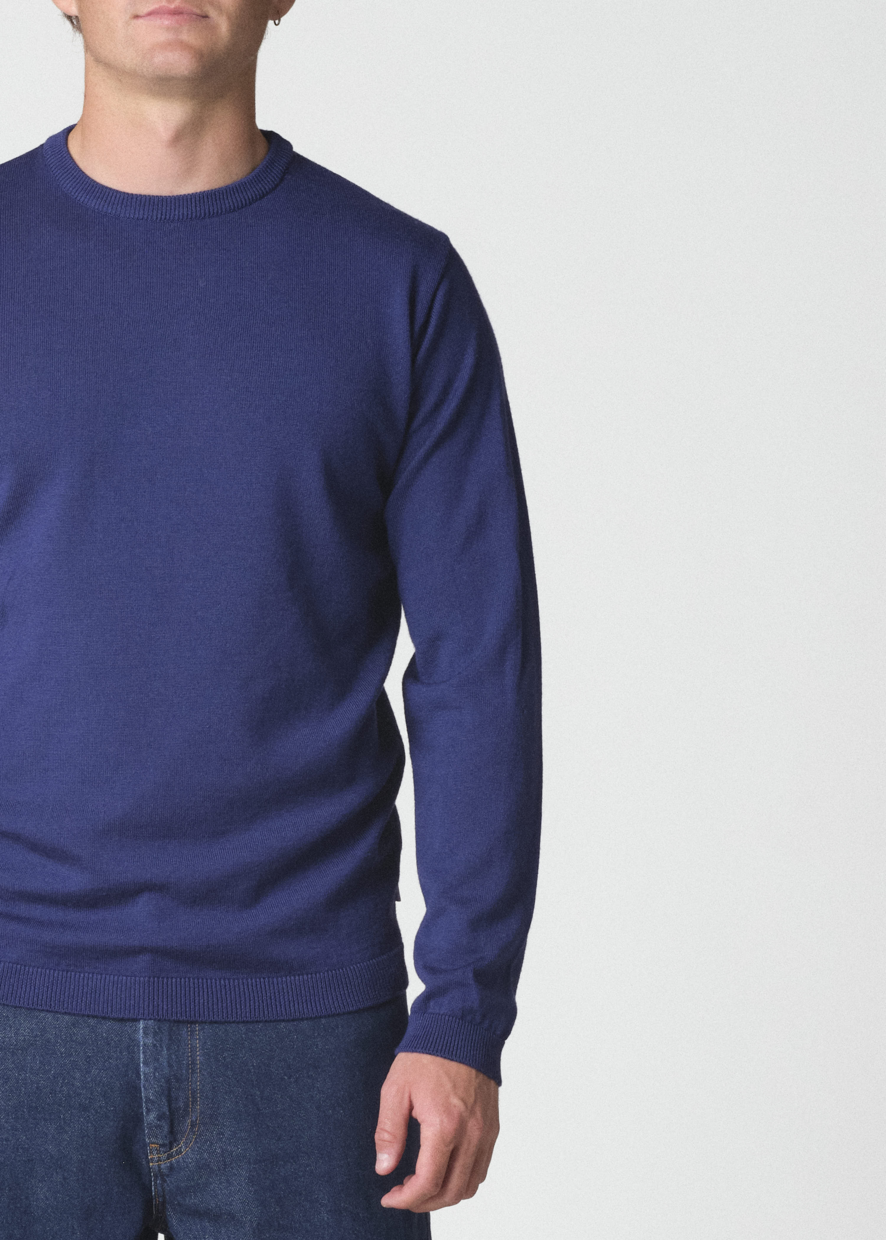 Pull fin mérinos bleu