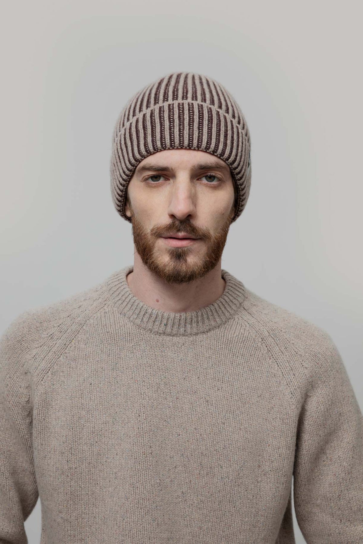 Cashmere beanie Teo Beige-Brown