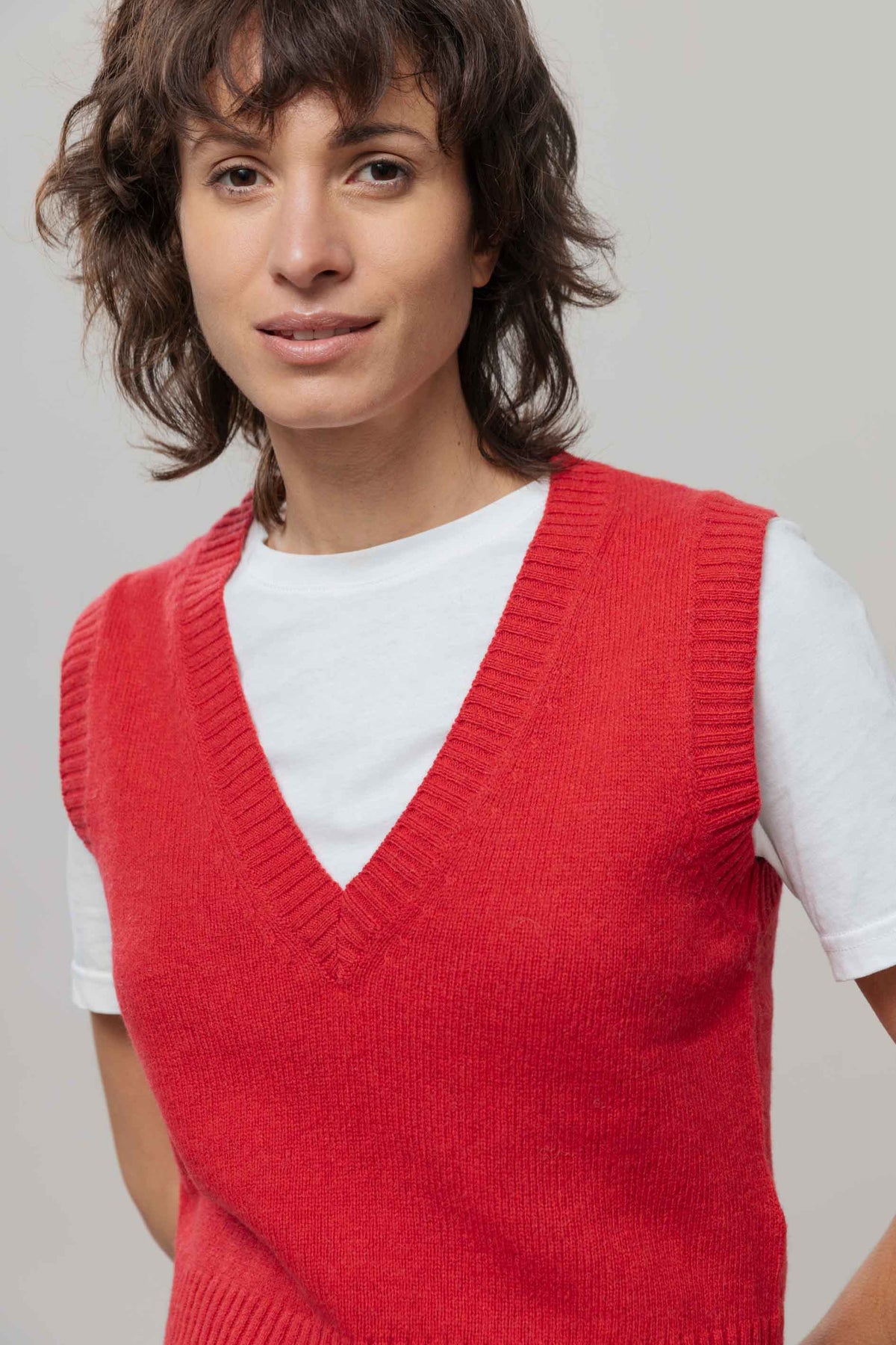 Pull sans manches Melania Rouge