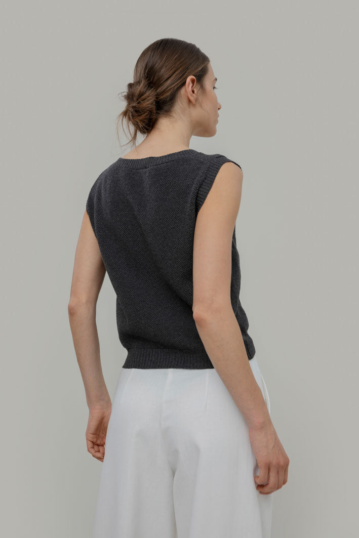 Cotton knit Vest Elodie Grey
