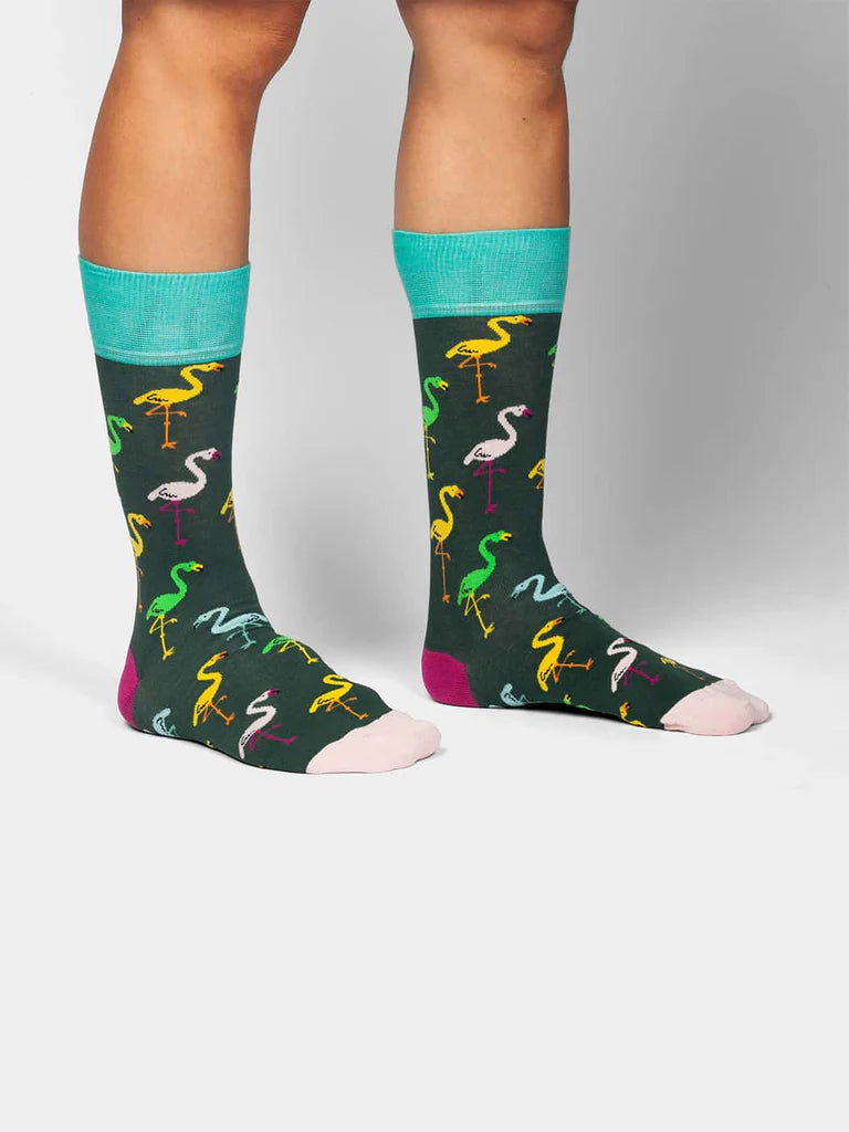 Chaussettes en coton bio Flamingo Forest