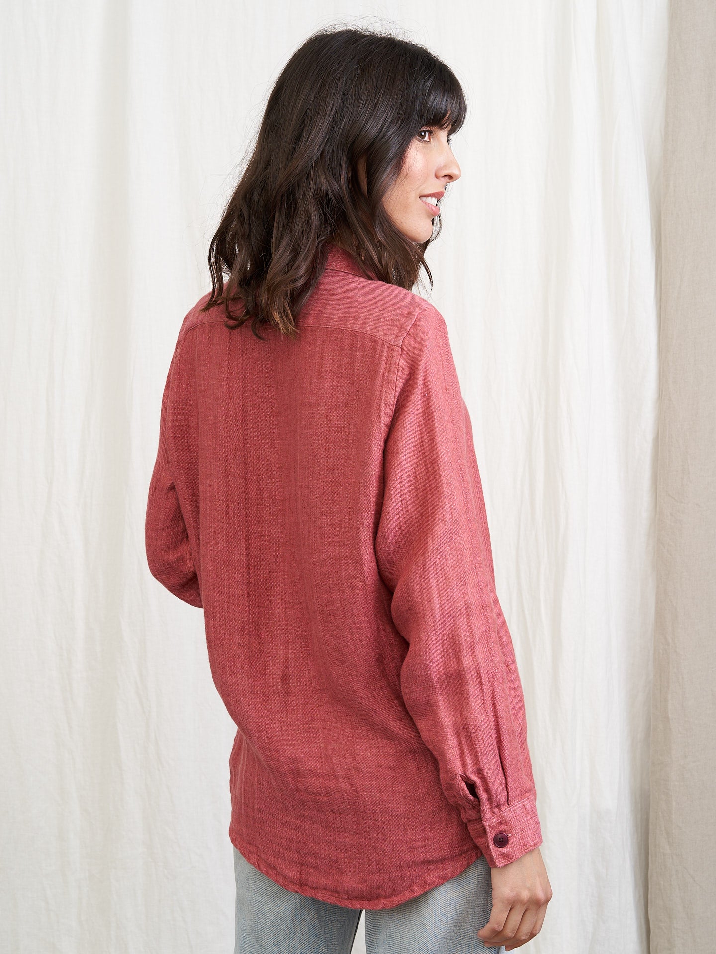 Women Linen Shirt Essential Pink