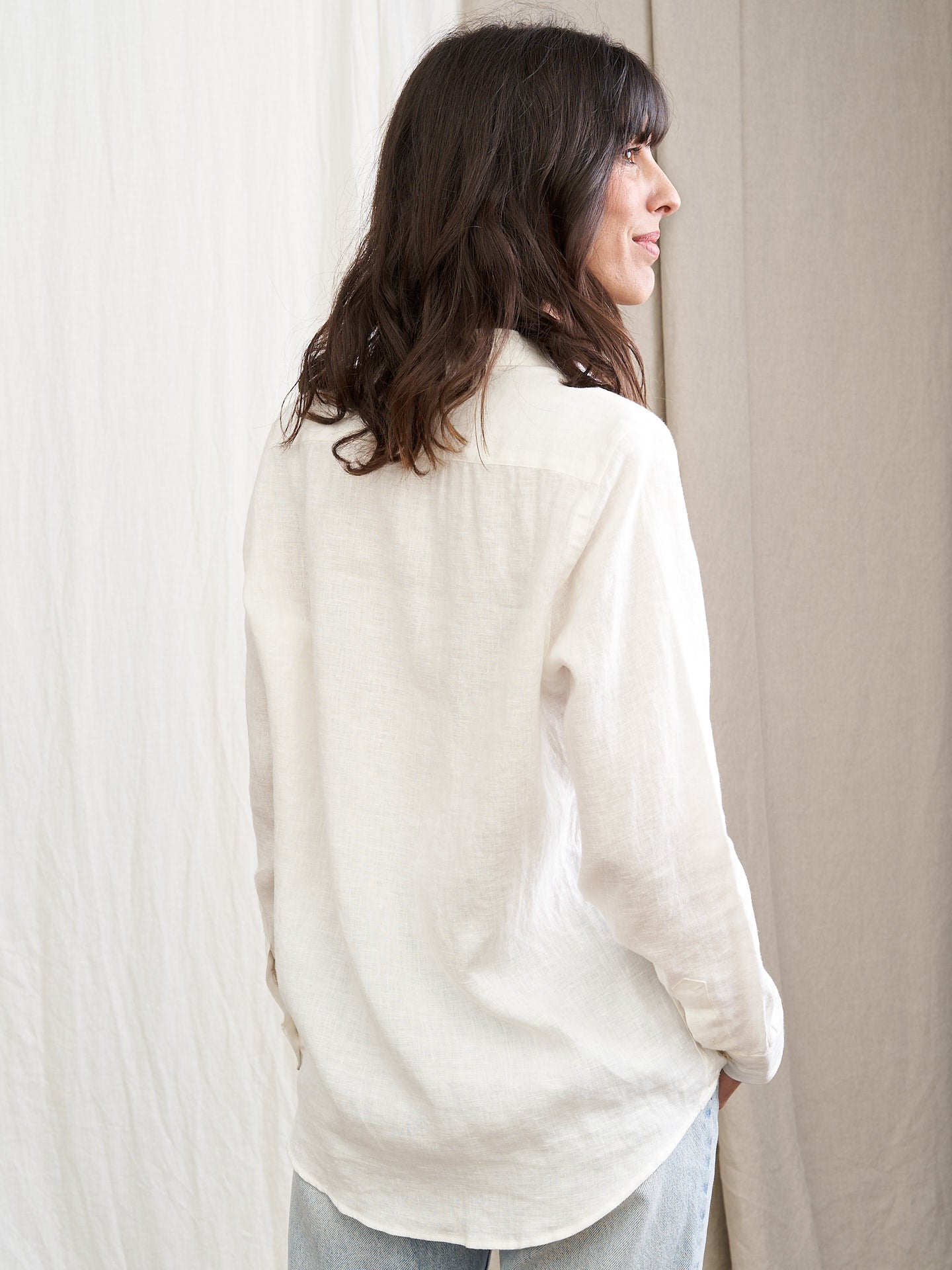 Women Linen Shirt Essential White