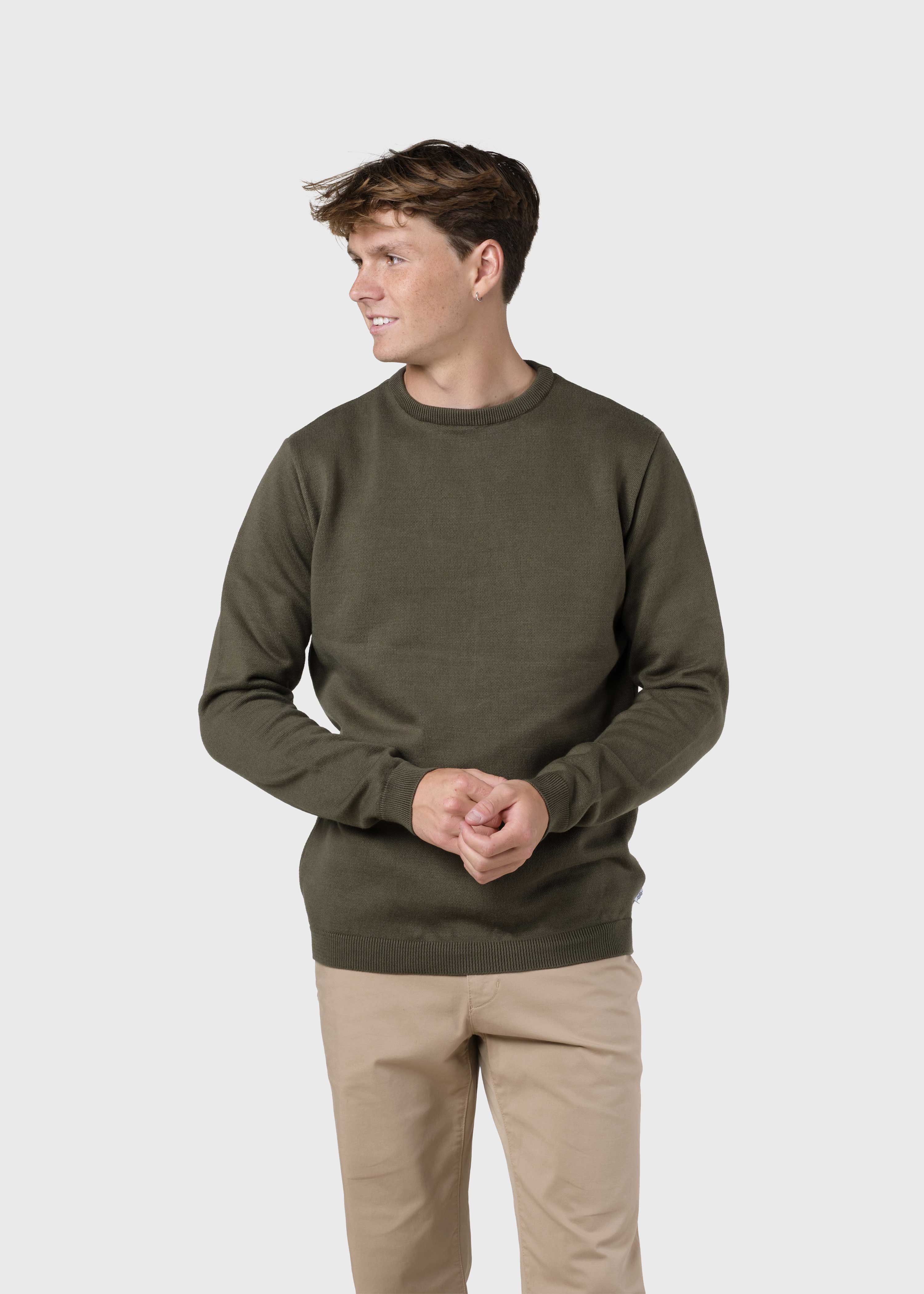 Basic Olivgrün Pullover aus Bio-Baumwolle