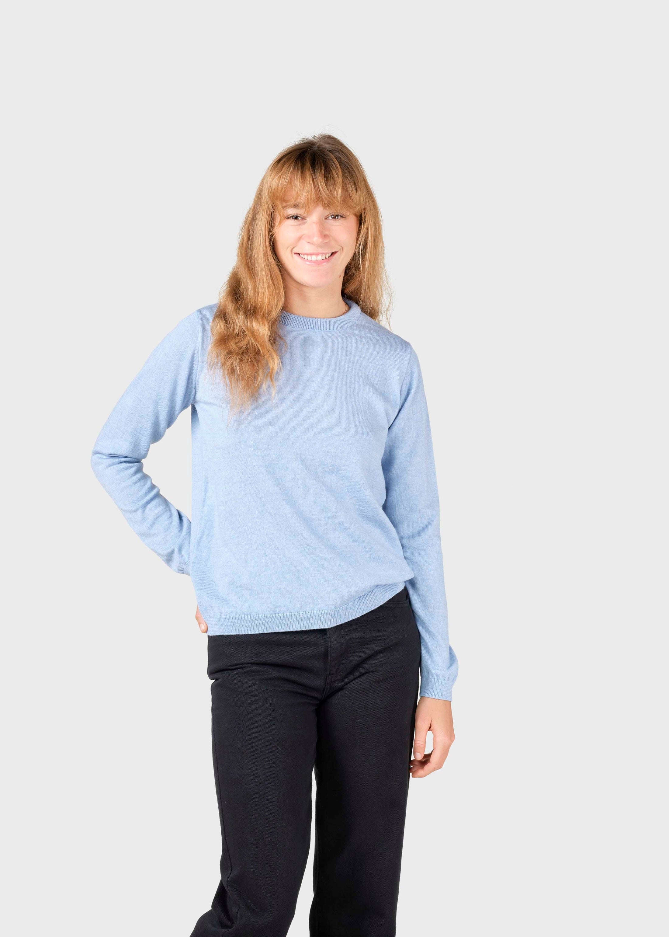 Damen Merinos Pullover Hellblau