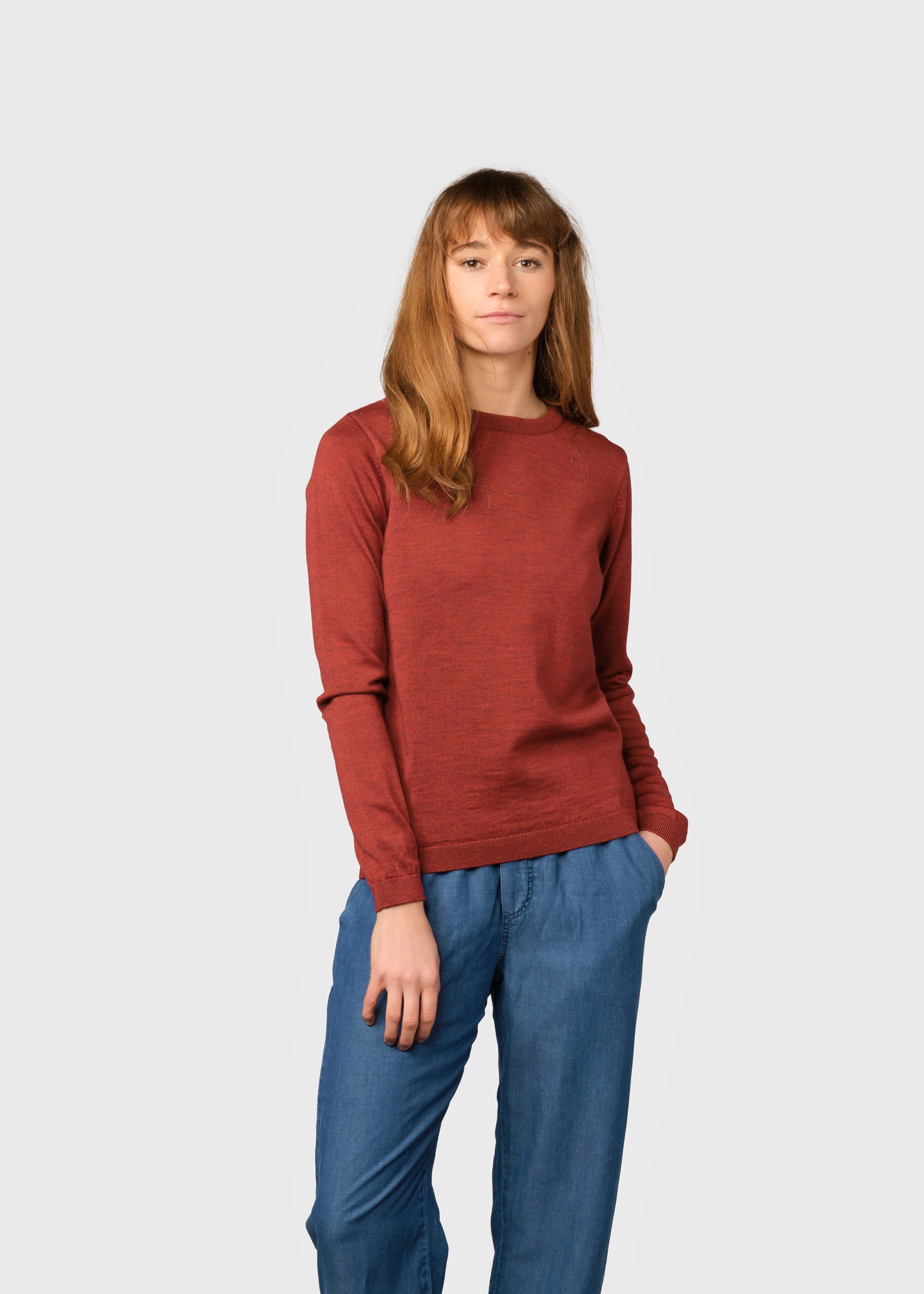 Women's Basic Merino Wool Sweater Clay Red