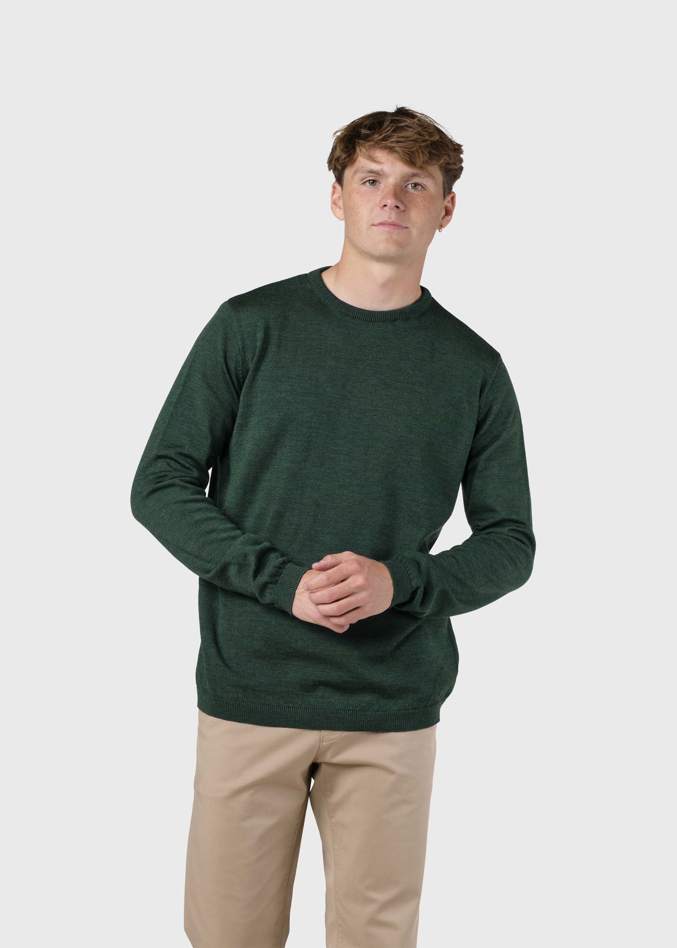 Thin Merino Wool Sweater Moss Green