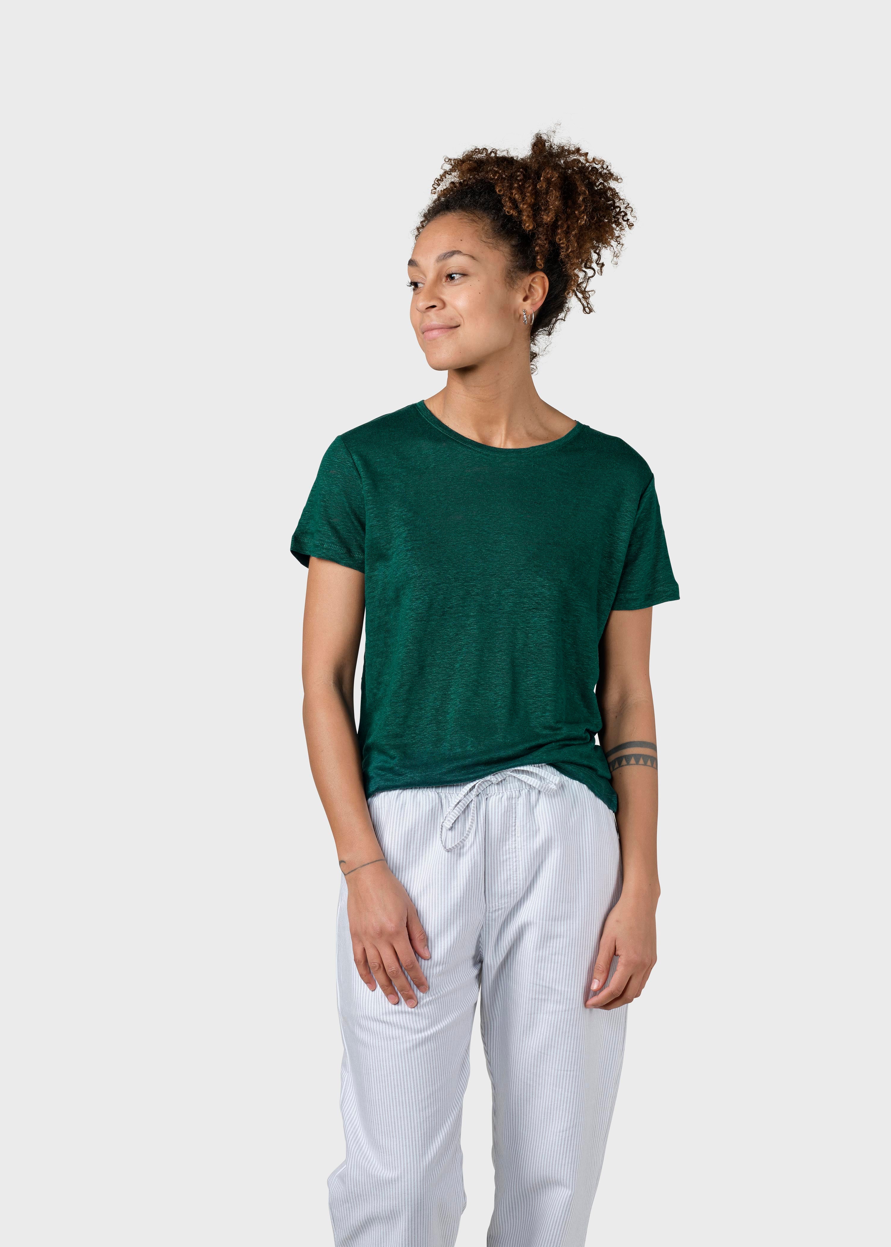 Women linen T-shirt Rikke Moss Green