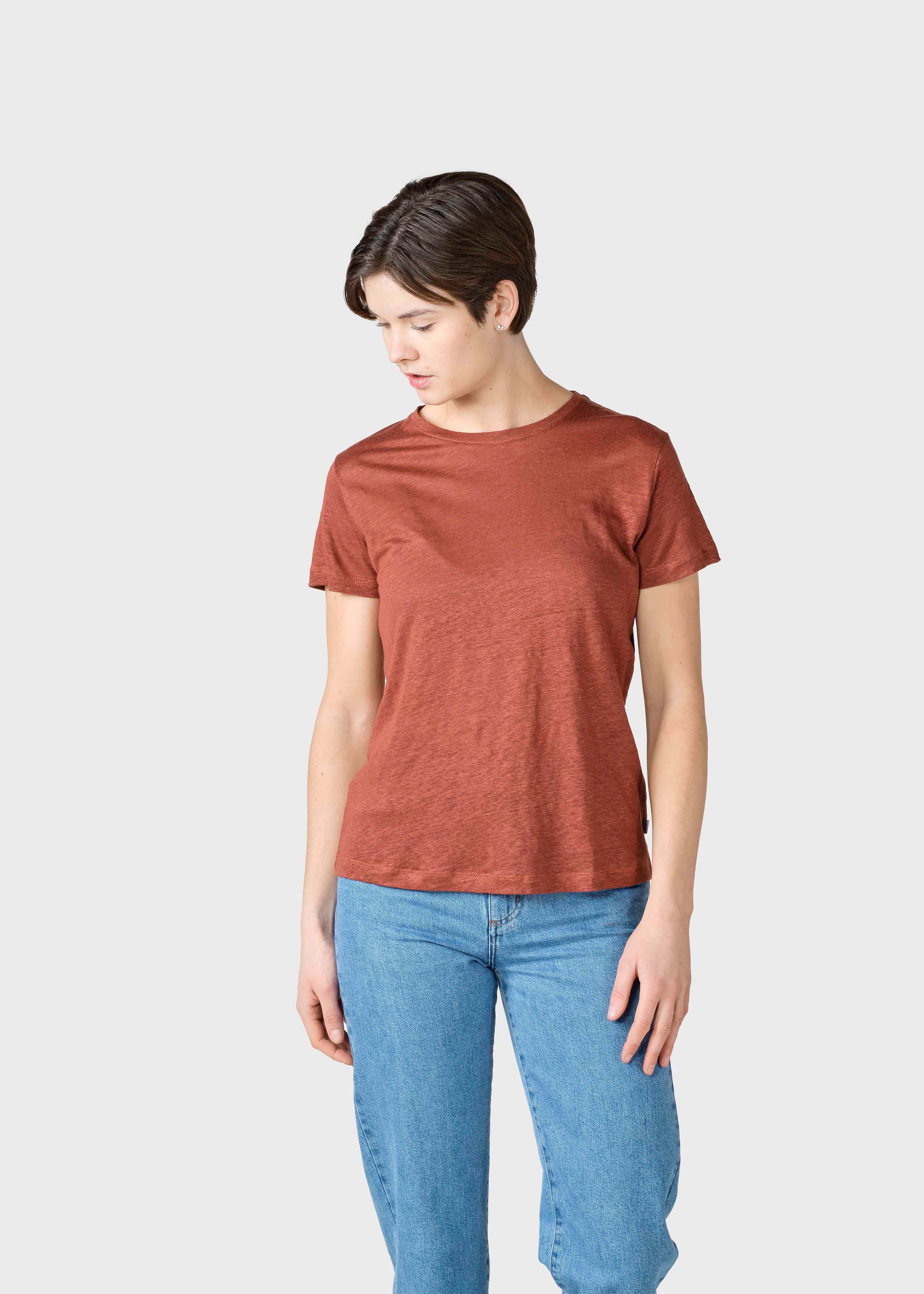 Damen Leinen T-Shirt Rikke Terracotta