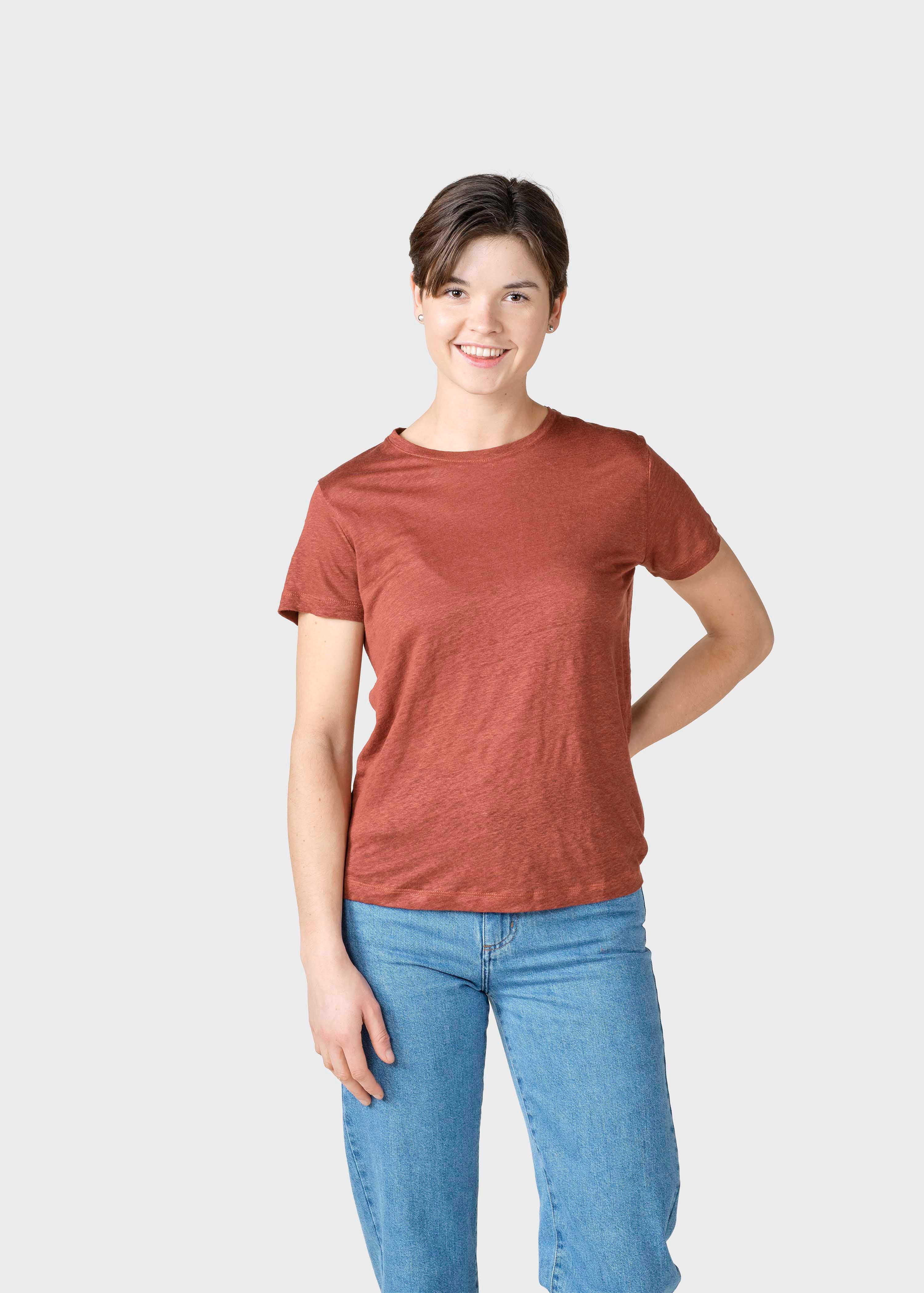 Women linen T-shirt Rikke Terracotta