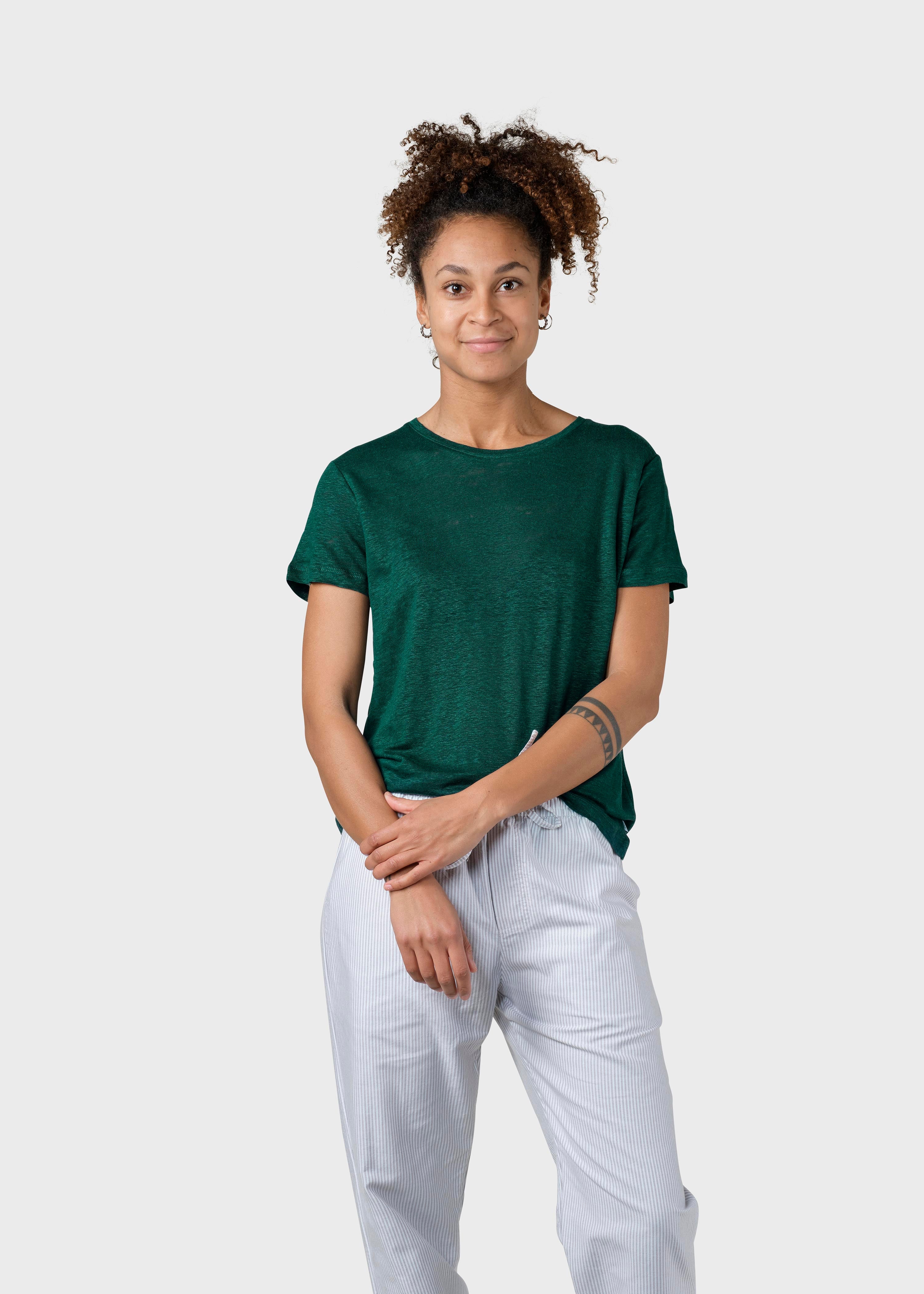 Damen Leinen T-Shirt Rikke Green