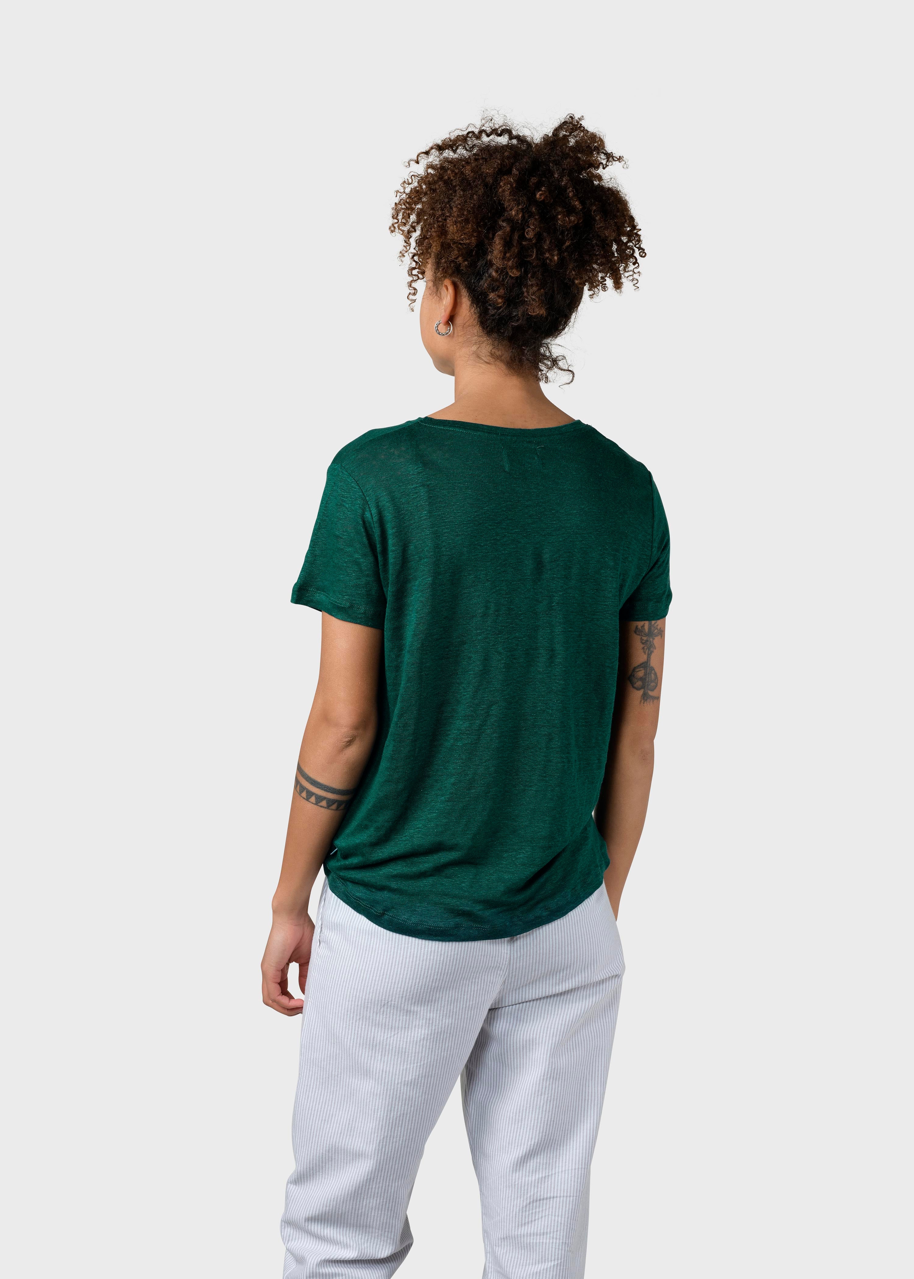 Women linen T-shirt Rikke Moss Green