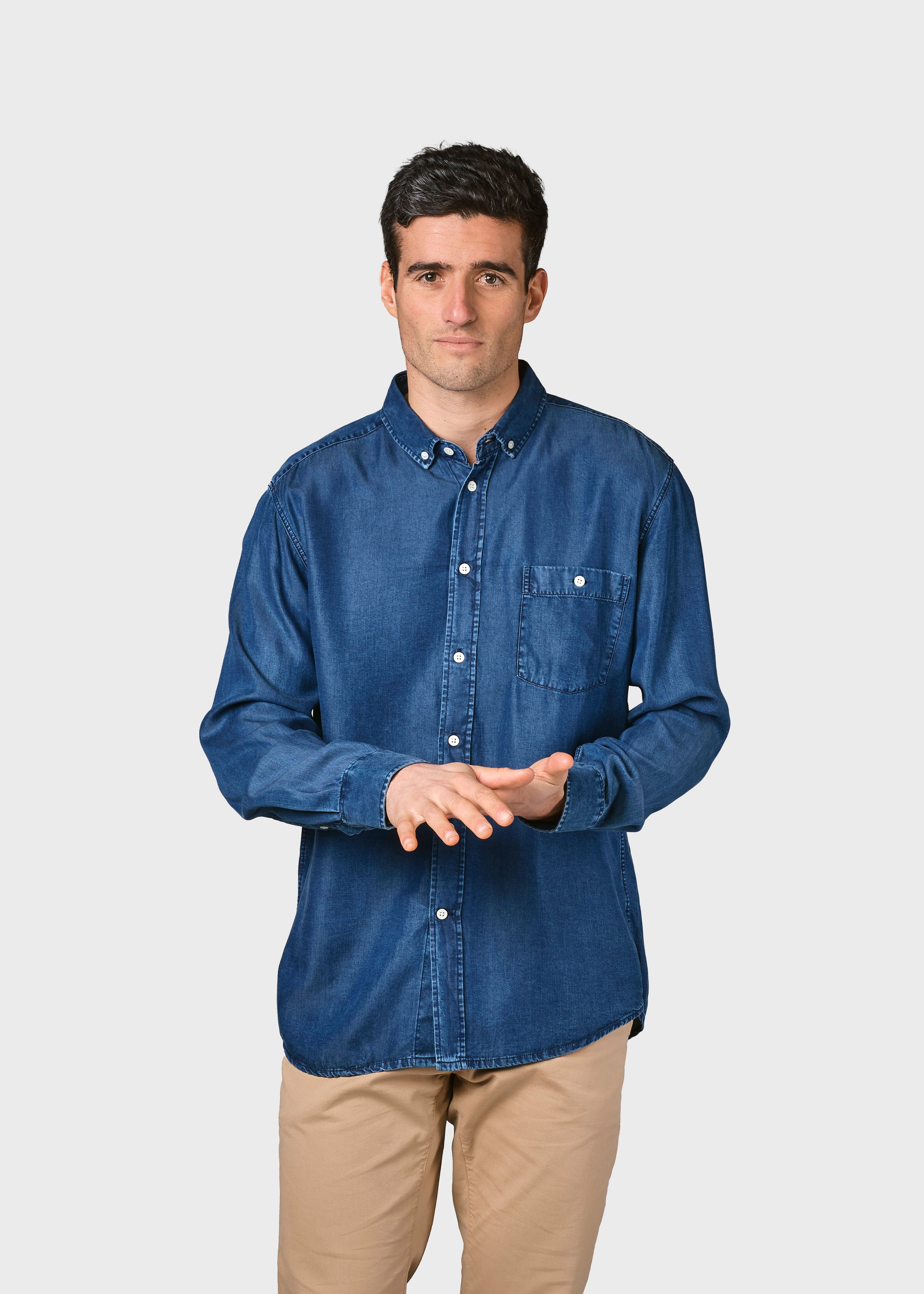 Men's caual shirt in lyocell Benjamin blue jeans
