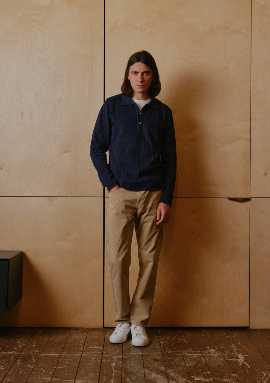 Triomphe Poloshirt mit langen Ärmeln, Marineblau
