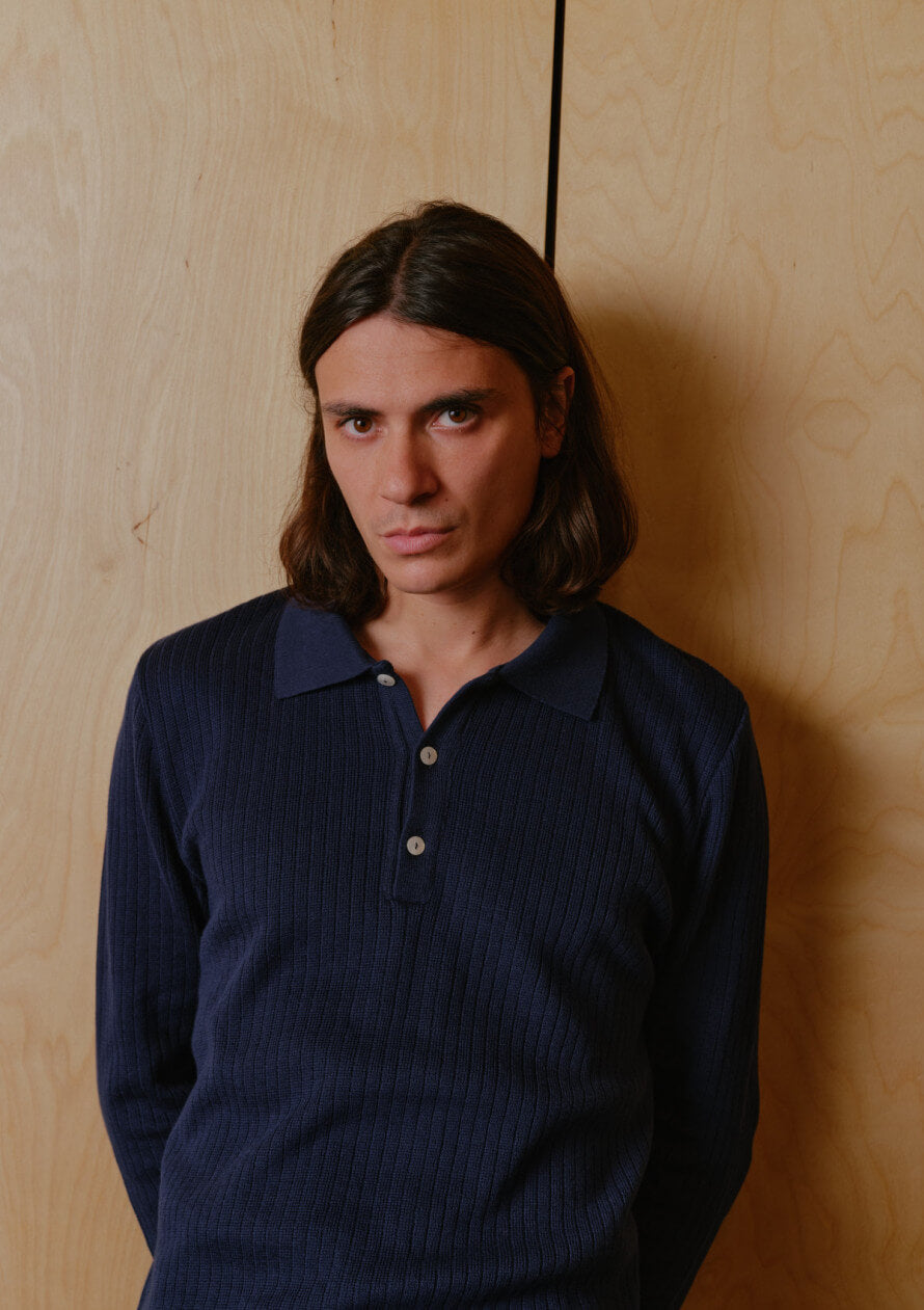 Triomphe Poloshirt mit langen Ärmeln, Marineblau