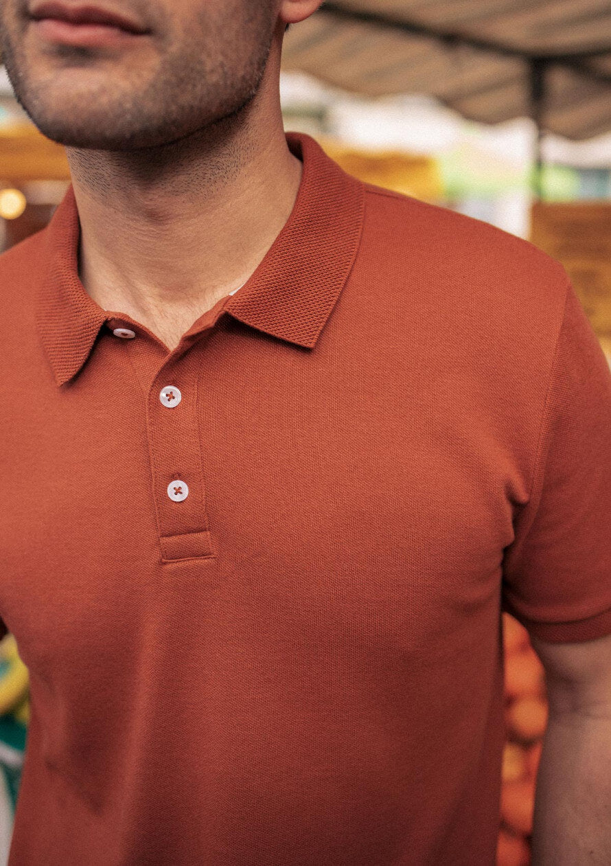 Herren-Poloshirt aus Bio-Baumwolle Amical Terracotta