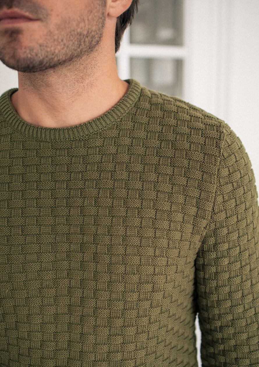 Organic cotton Sweater Damier khaki
