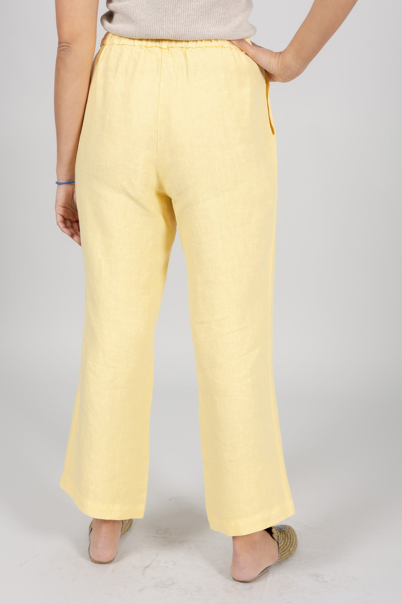 Yellow linen 2025 pants womens