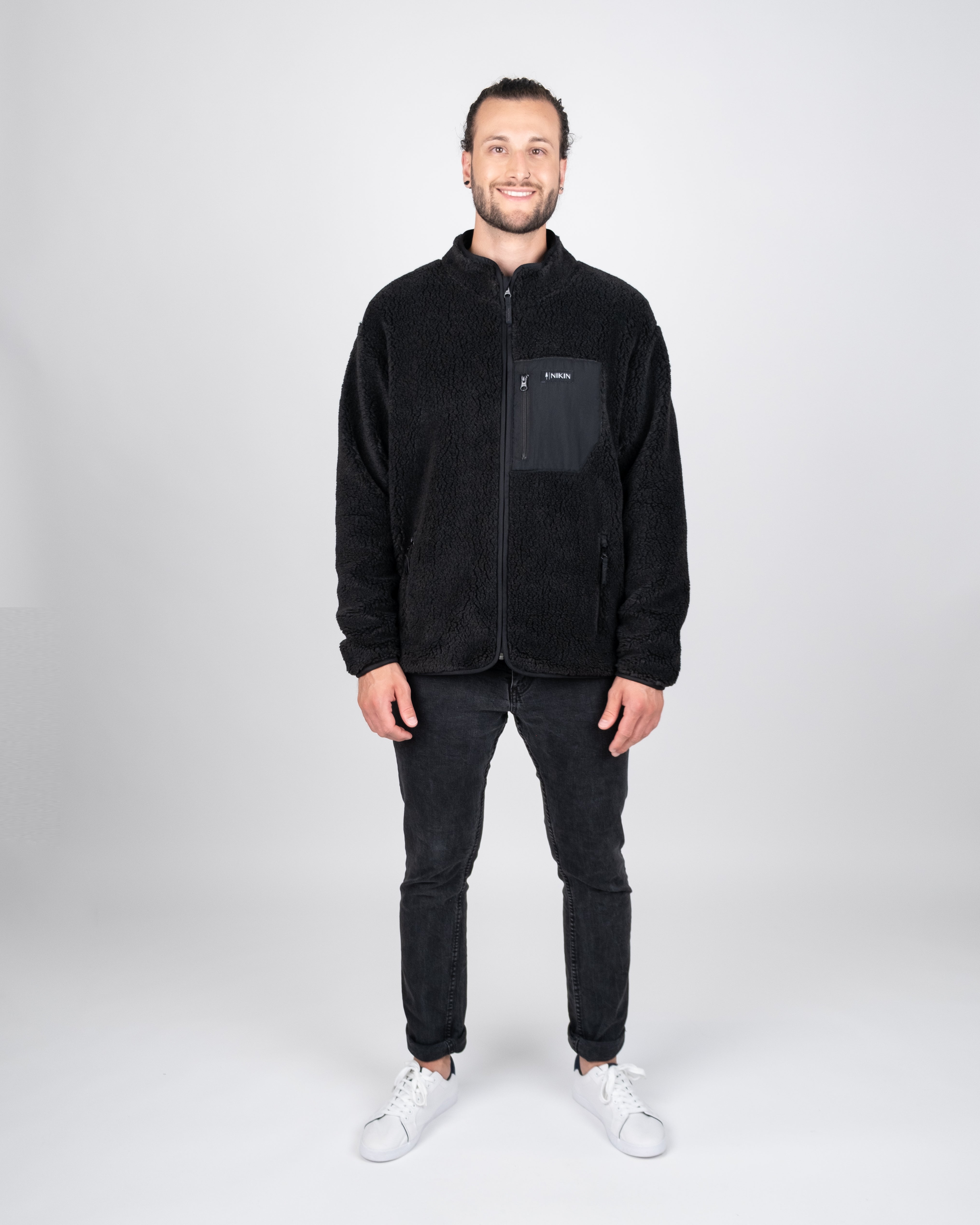 Schwarze Fleecejacke Treefleece Teddy Relaxed