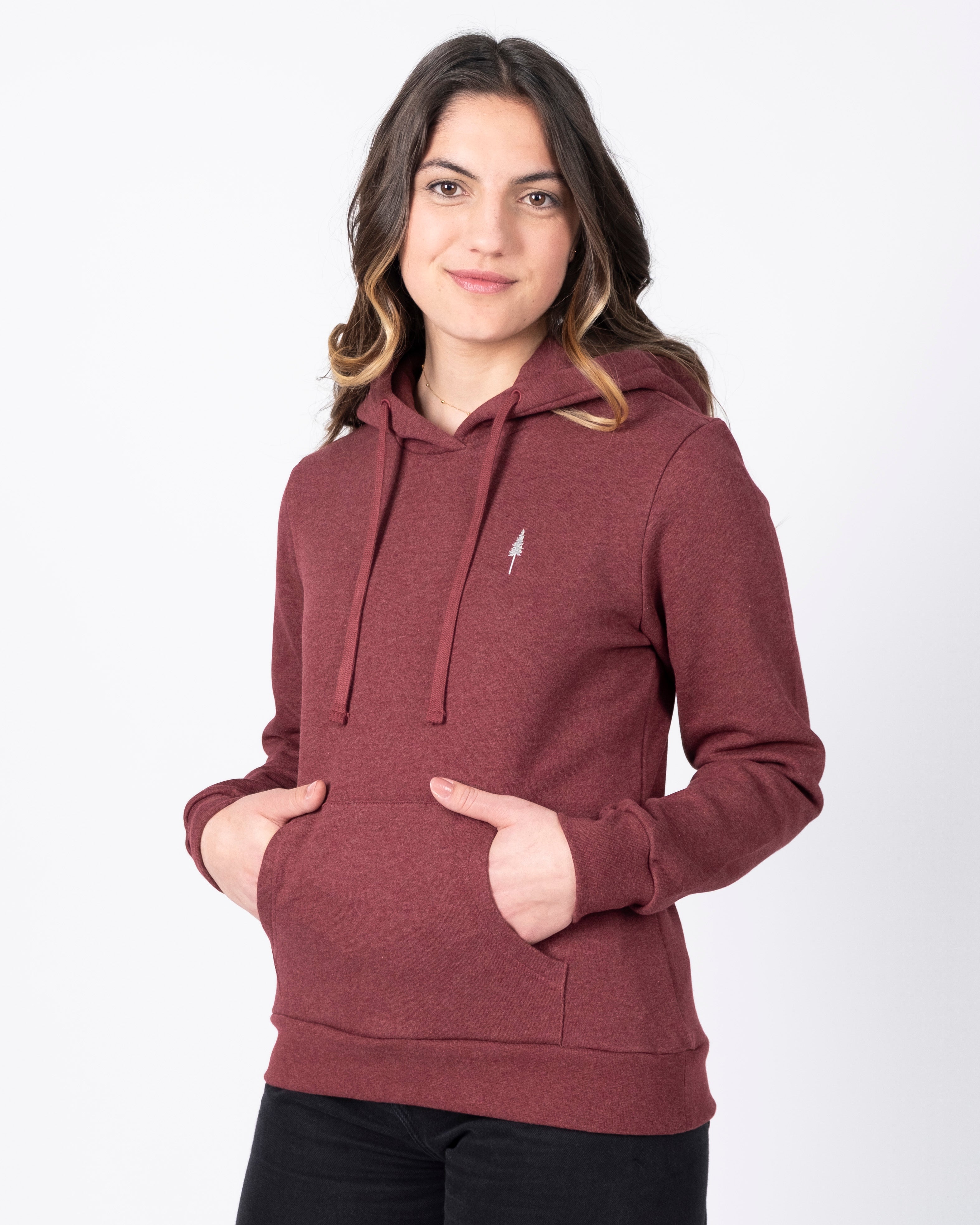 Damen Treehoodie Bordeaux Mel
