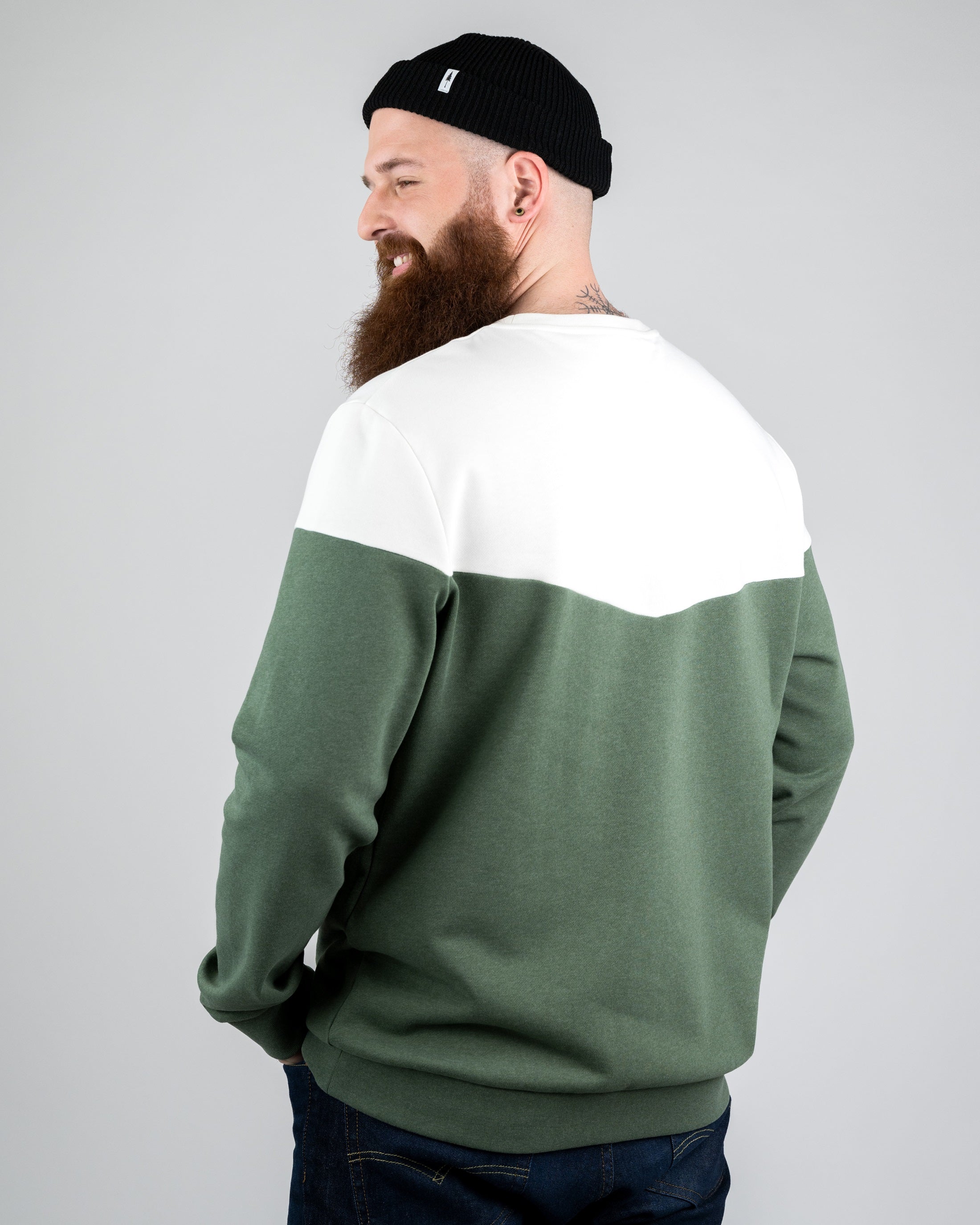 Sweatshirt bicolore en coton bio Olive