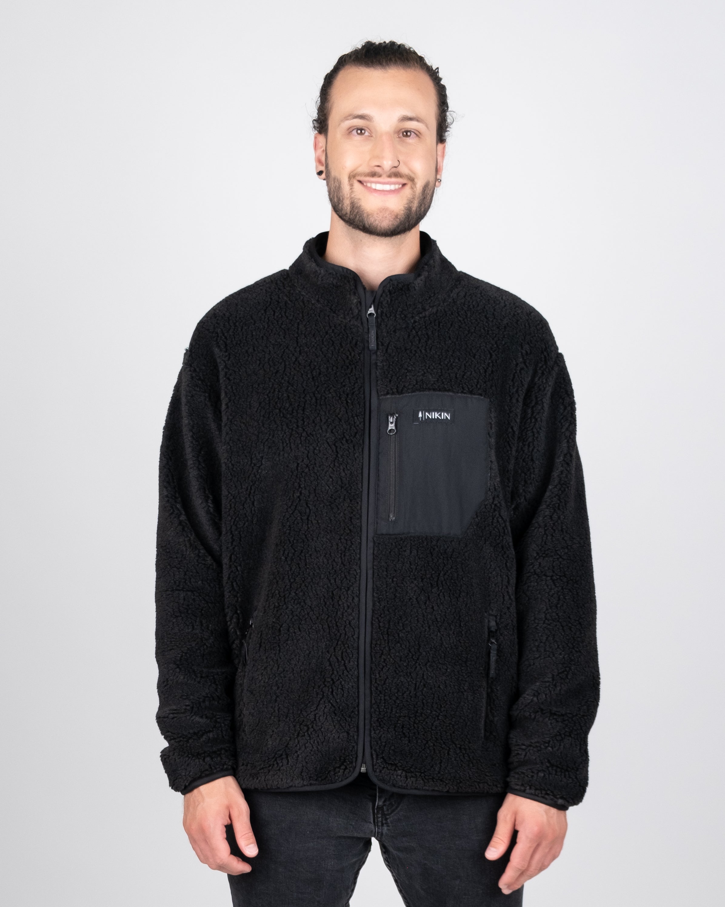 Schwarze Fleecejacke Treefleece Teddy Relaxed
