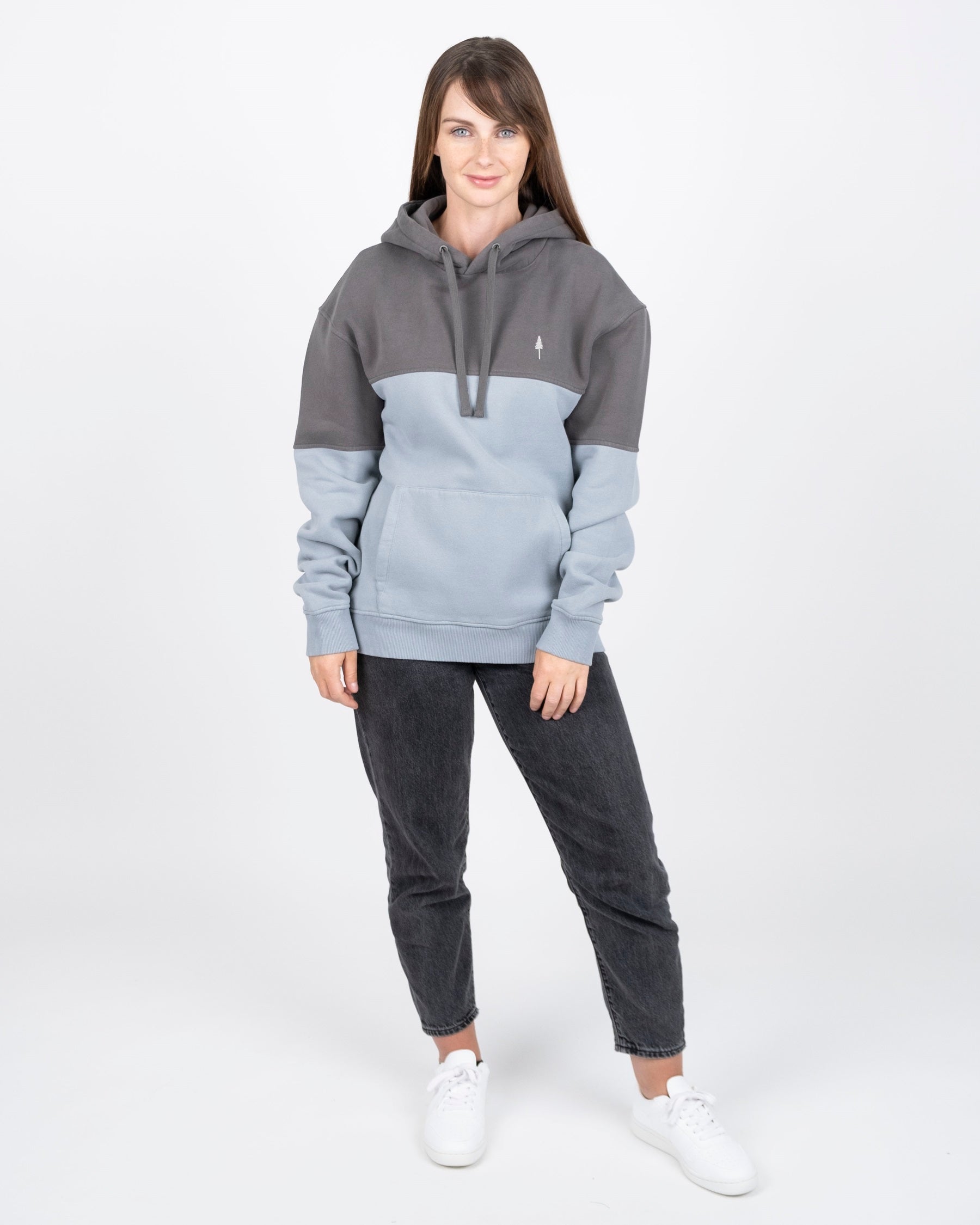 TreeHoodie Colorblock Anthracite-Blue