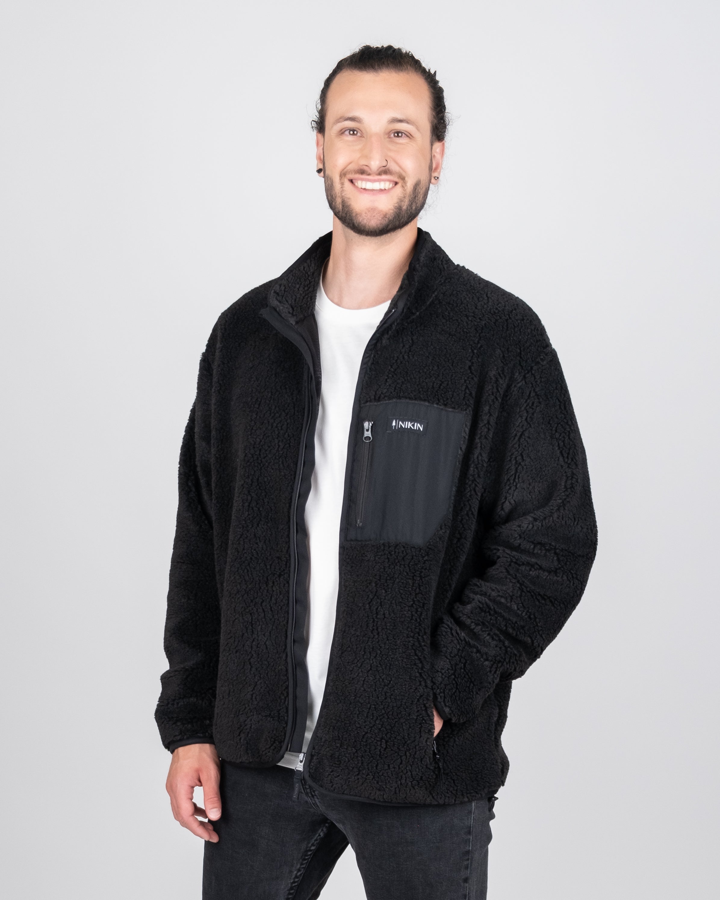 Schwarze Fleecejacke Treefleece Teddy Relaxed