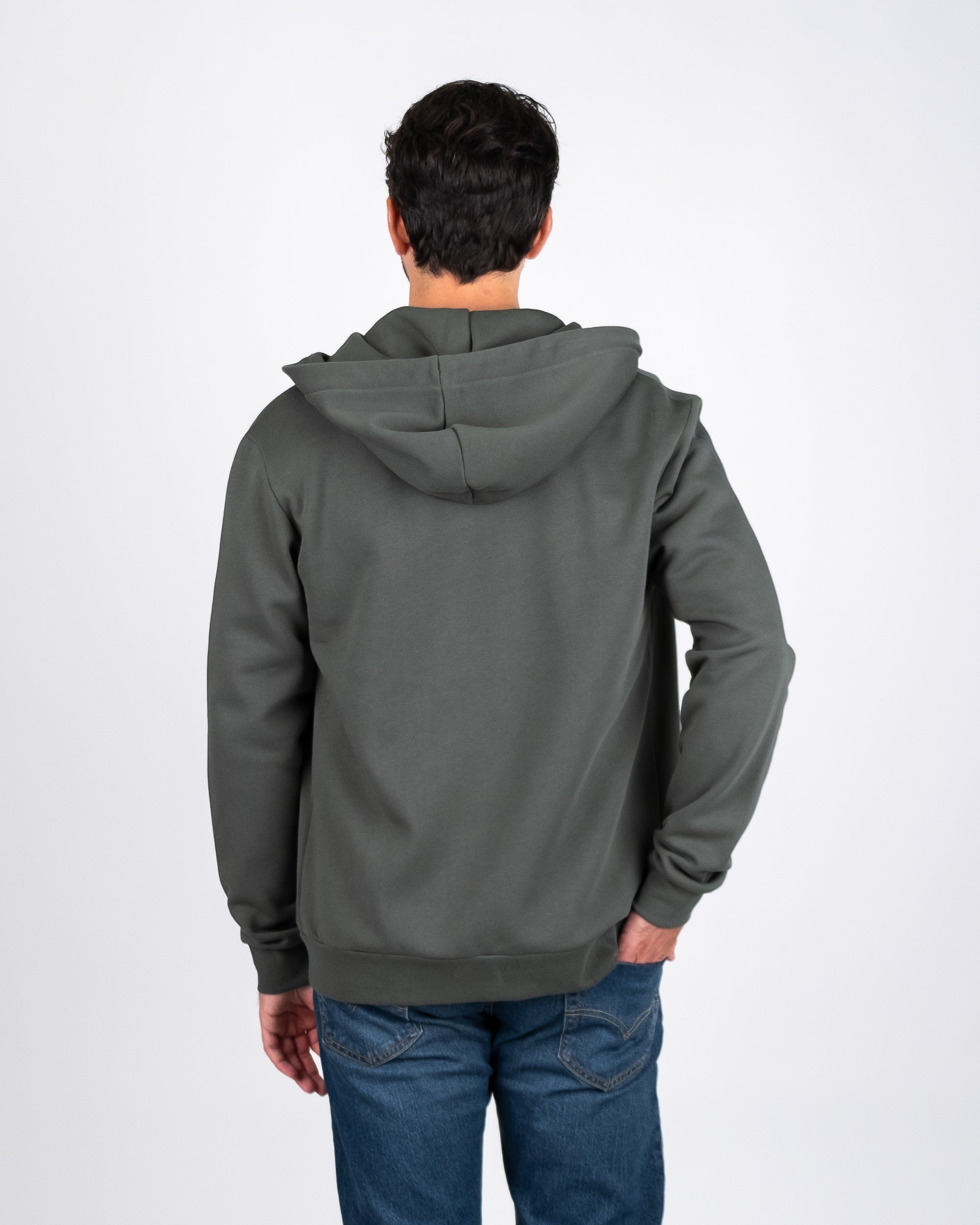 Organic cotton TreeHoodie Zip Ash green