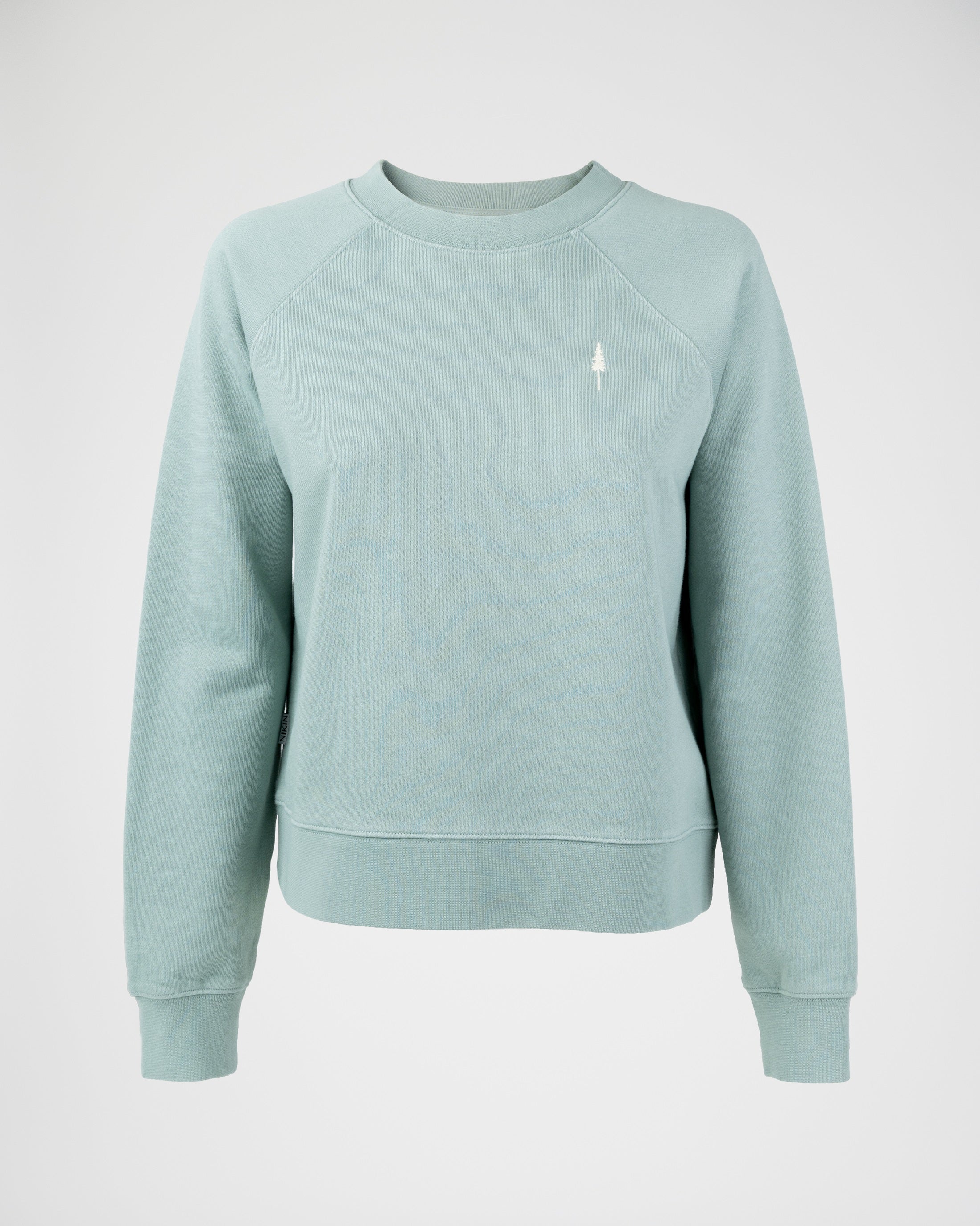 Organic cotton sweatshirt TreeSweater Raglan Women Turquoise