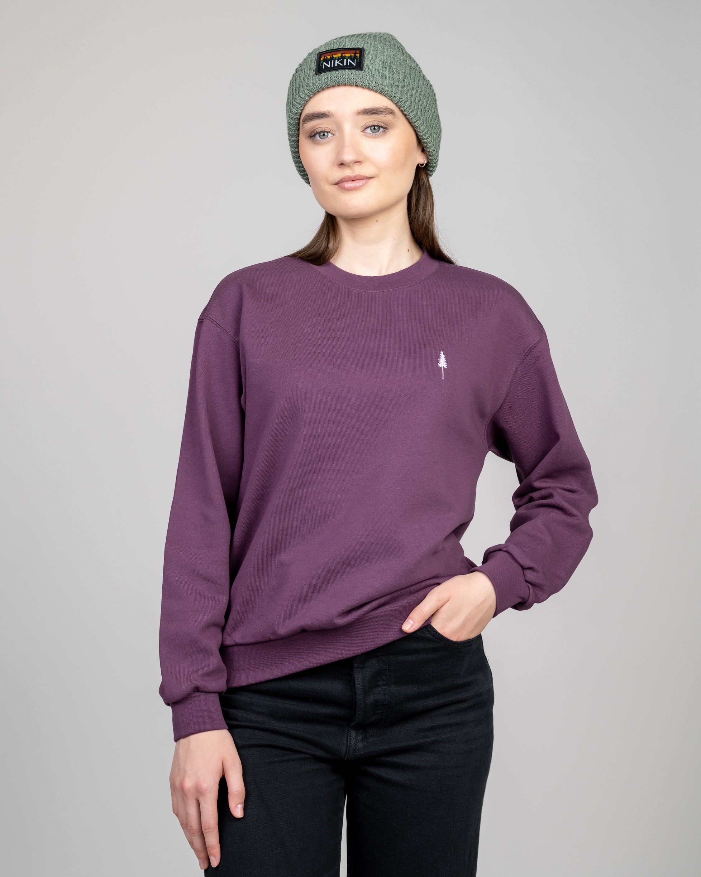 Organic cotton sweatshirt TreeSweater Raglan Women Lavender