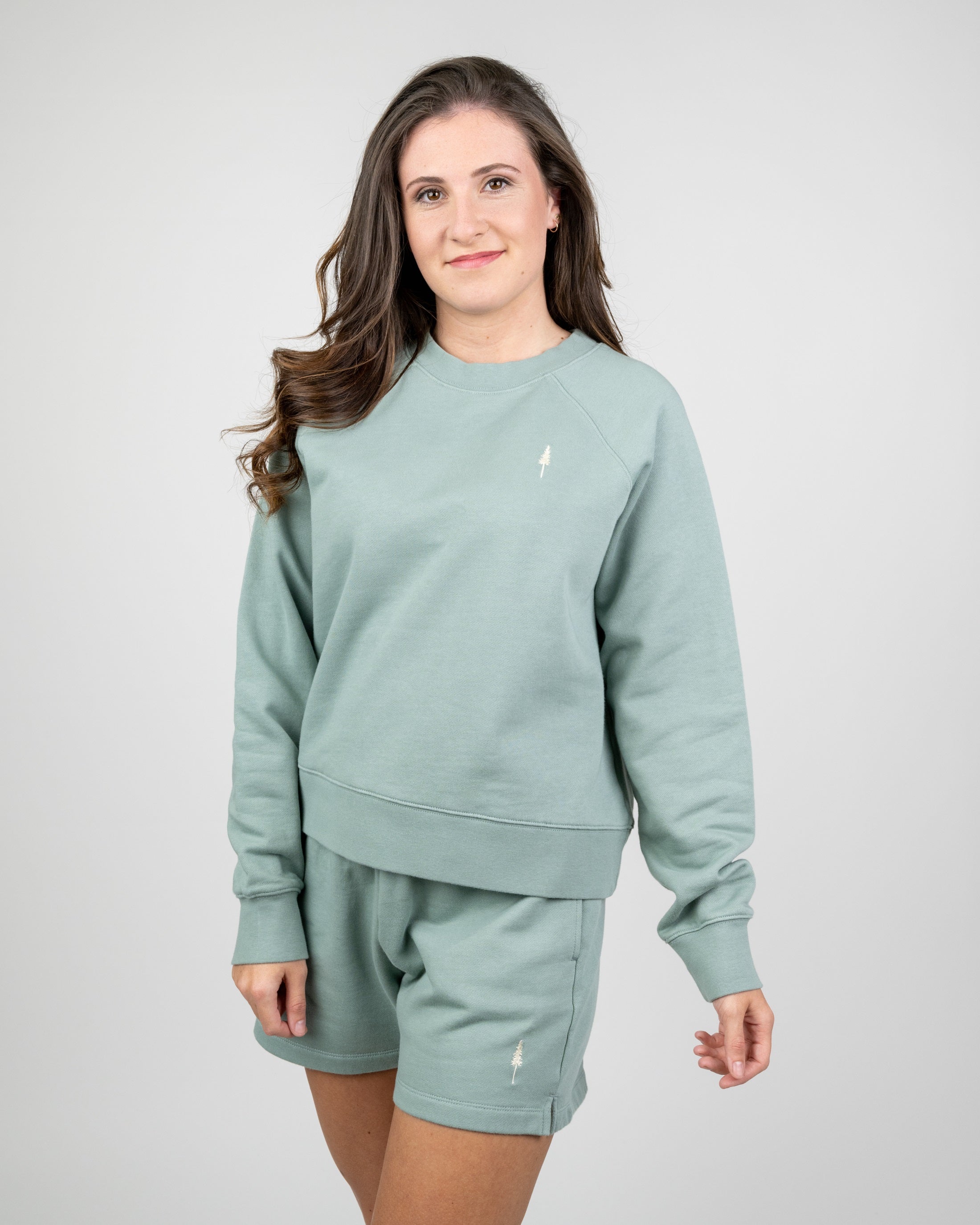 Bio-Baumwolle Sweatshirt TreeSweater Raglan Women Turquoise