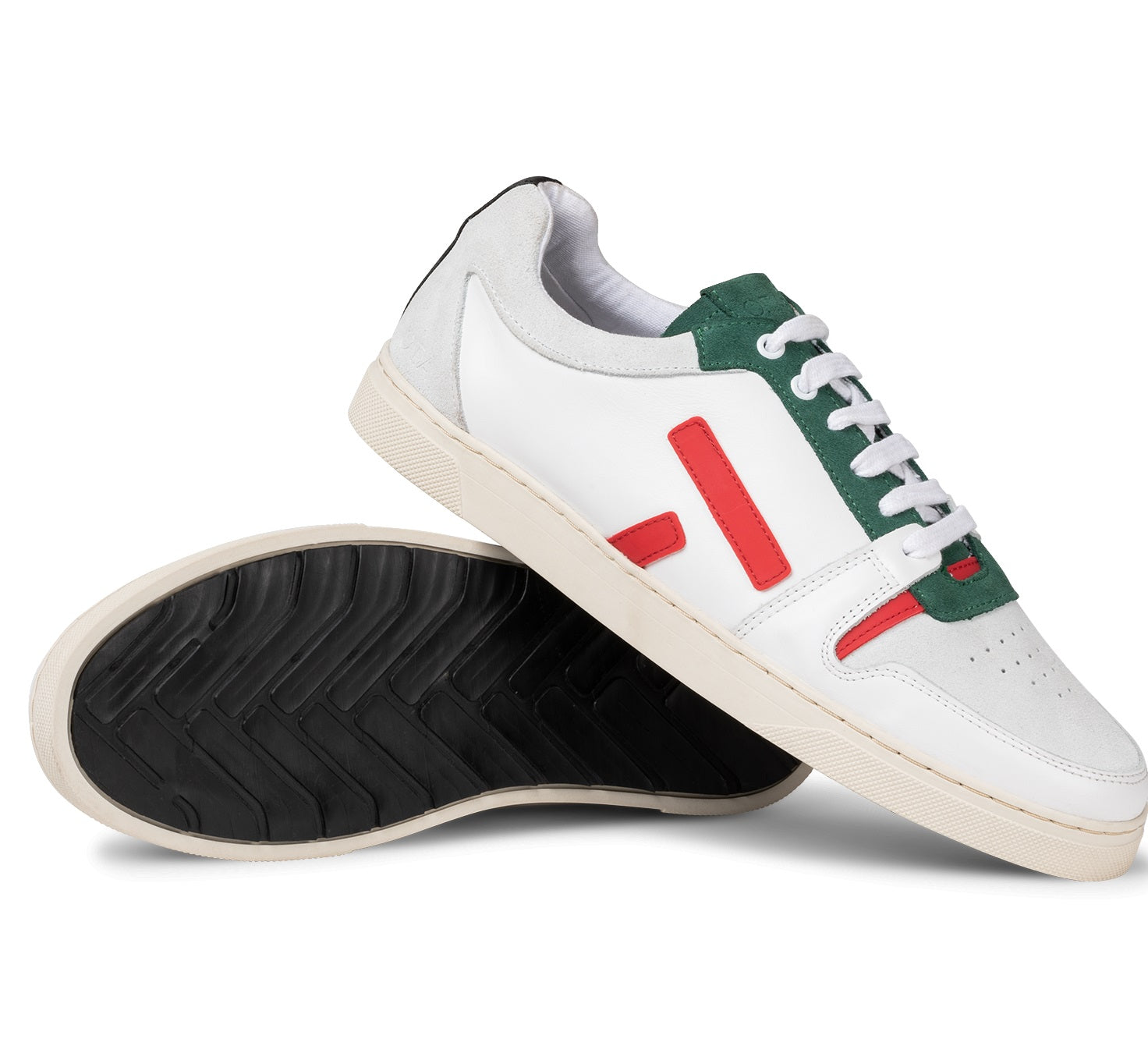 Leather sneakers Sansaho Red and Green